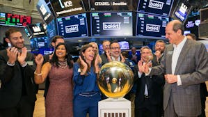 Bakkt's team ringing the first trade bell at the New York Stock Exchange in 2021. Photo via NYSE.