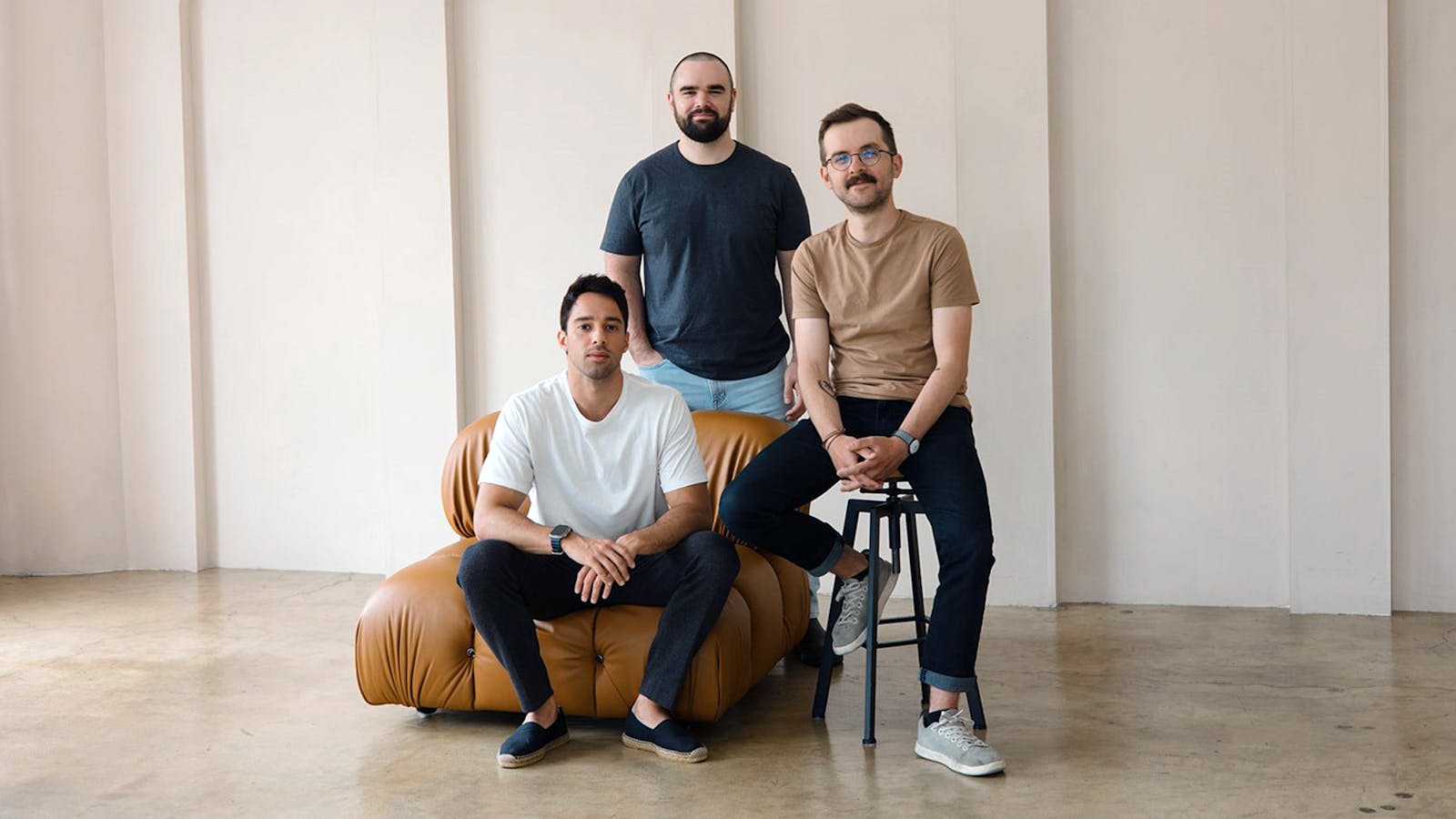 Beehiiv co-founders Tyler Denk, Benjamin Hargett and Jake Hurd, from left to right. Photo courtesy of Beehiiv.  