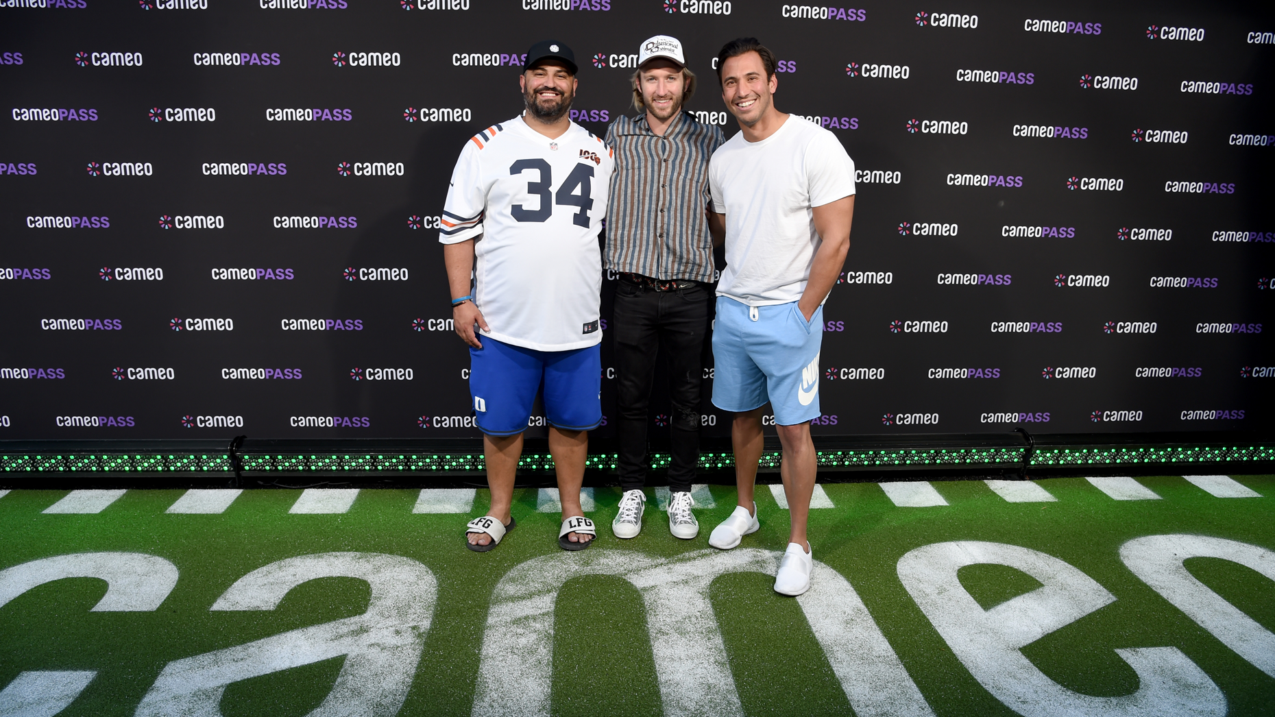 Cameo CEO and founder Steven Galanis with co-founders Devon Townsend and Martin Blencowe at a Cameo-hosted Super Bowl watch party in 2022. Photo by Getty.