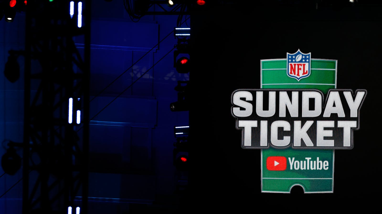 NFL Sunday Ticket on YouTube graphic during the 2023 NFL Draft on April 27. Photo by AP.