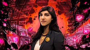 Federal Trade Commission chair Lina Khan has recently turned regulators' attention to the deceptive use of "dark patterns" by tech companies. Art by Clark Miller