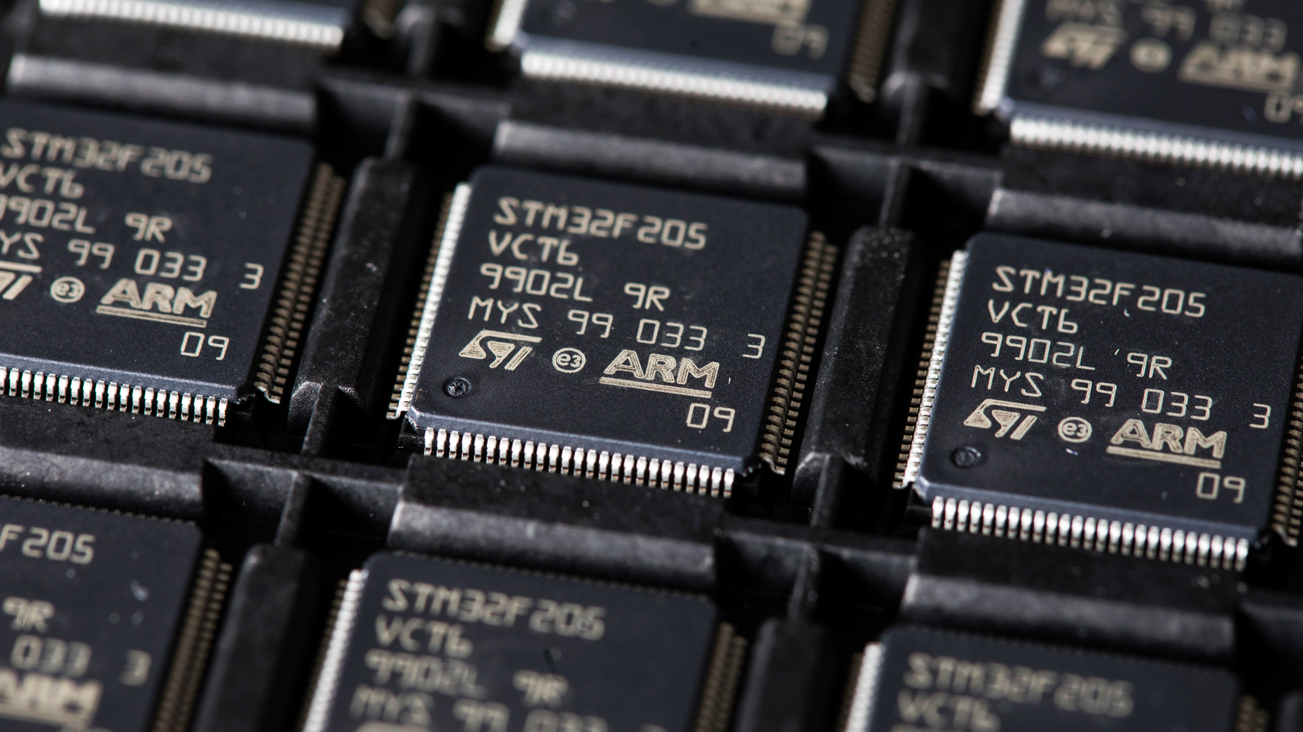 Microchips designed by Arm. Photo by Bloomberg via Getty.