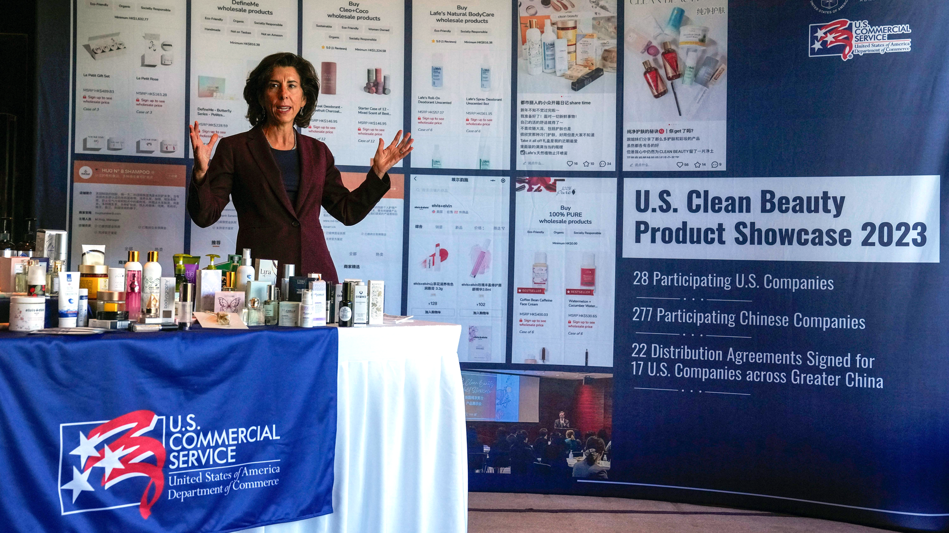 U.S. Commerce Secretary Gina Raimondo in Beijing on August 28, 2023. Photo by Getty.