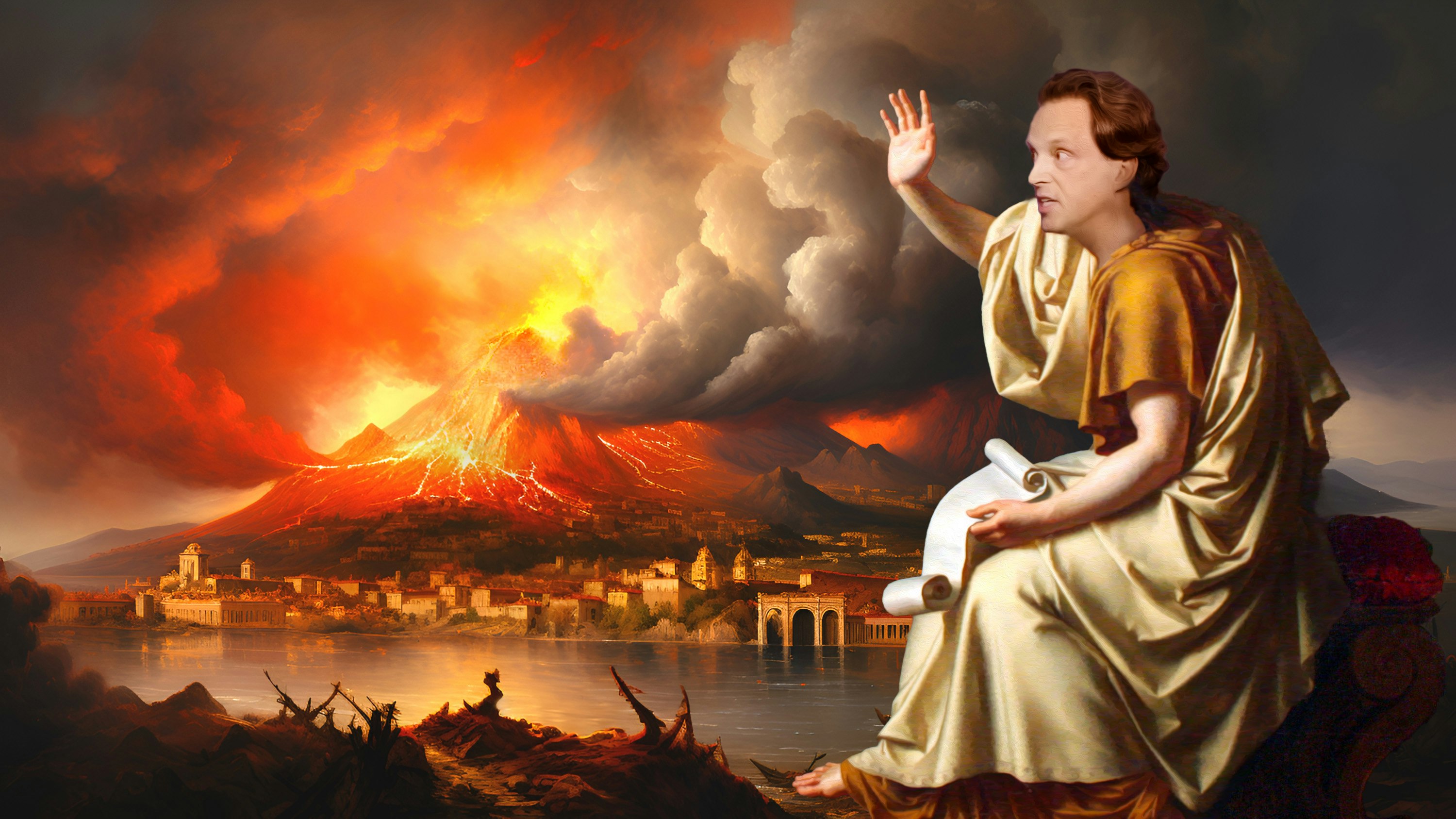 If AI researchers can meet Nat Friedman's Vesuvius Challenge, “It’ll be the first time we’ve read handwriting that hasn’t been seen in 2,000 years.” Art by Clark Miller