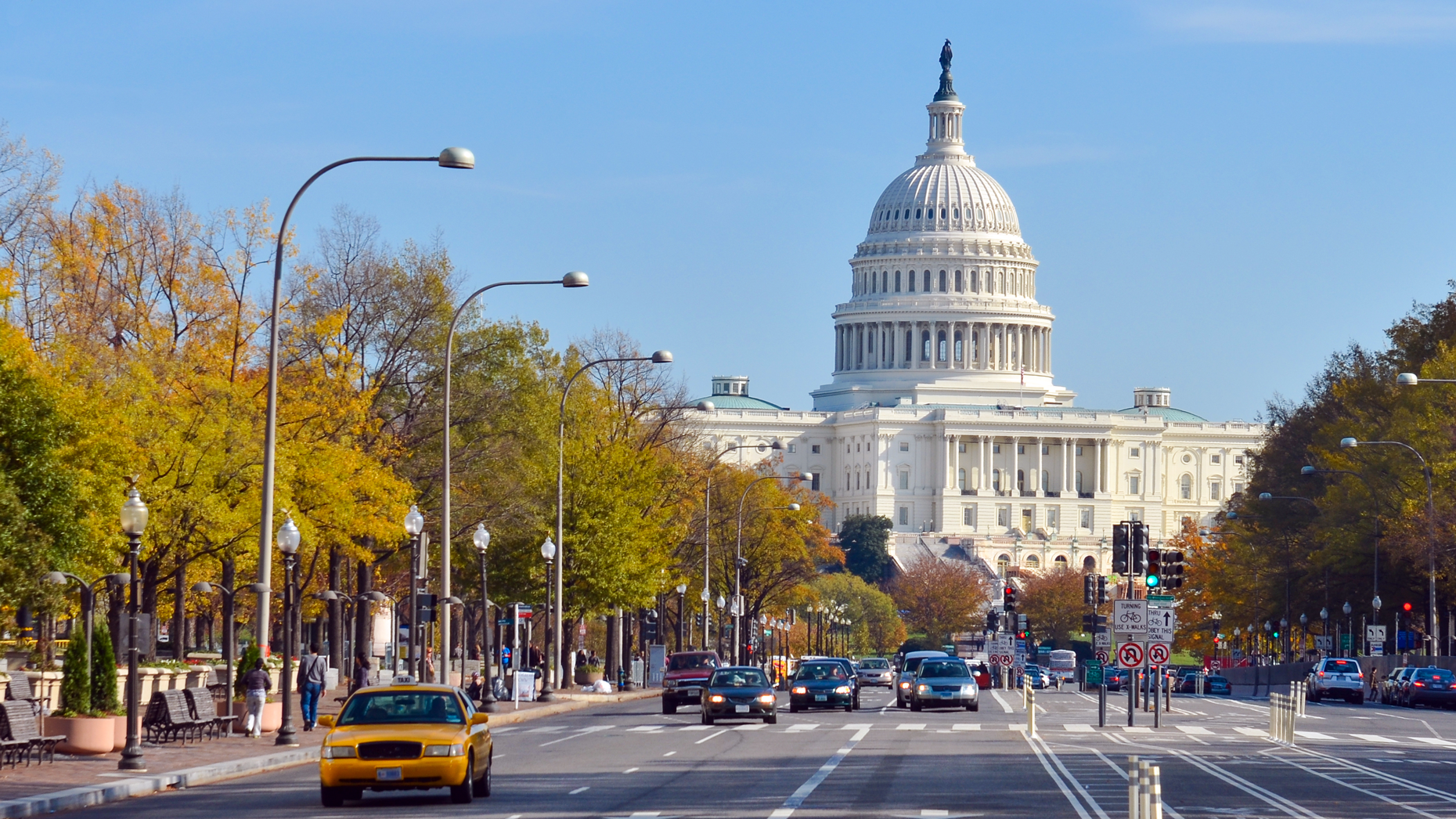 The U.S. Capitol building from Pennsylvania Avenue. Photo via Shutterstock.