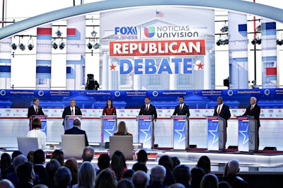 GOP presidential candidates lashed out at electric vehicle subsidies in last week's debate. Photo: Eric Thayer/Bloomberg/Getty