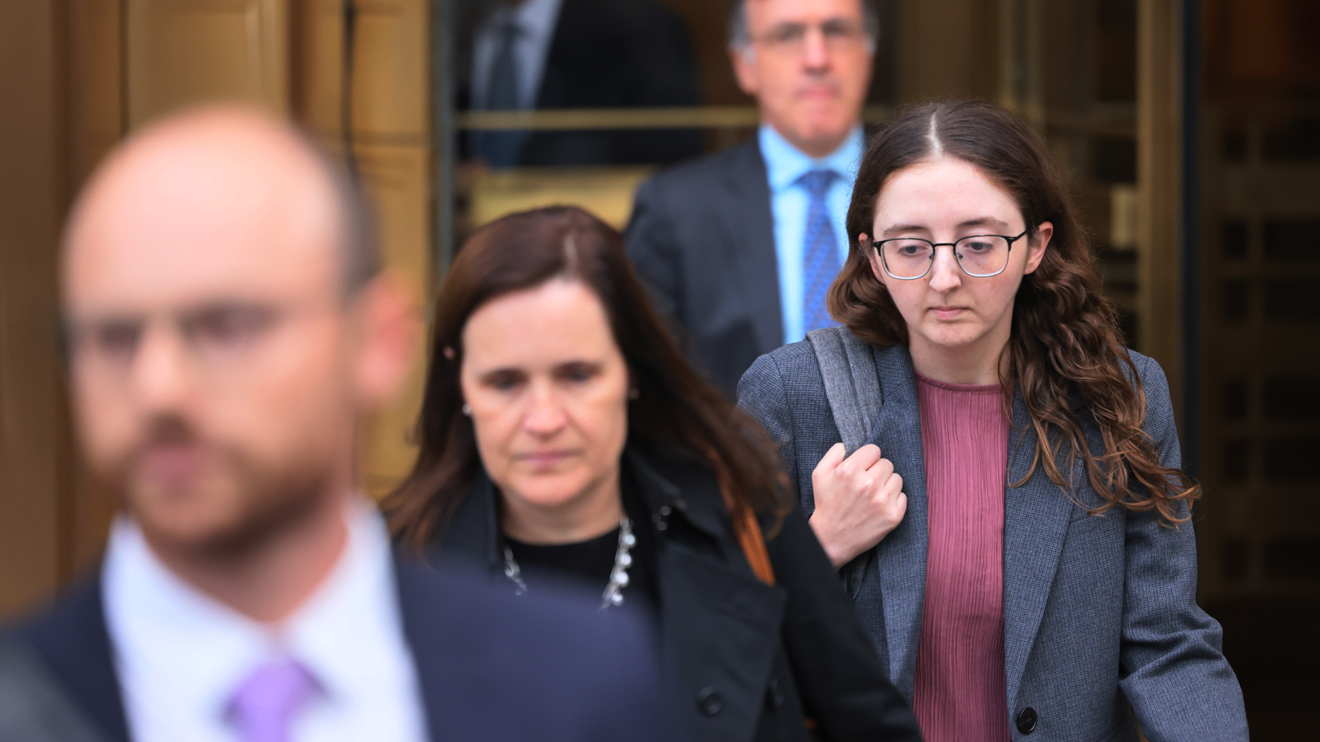 Caroline Ellison, (wearing glasses). Photo by Michael M. Santiago via Getty.