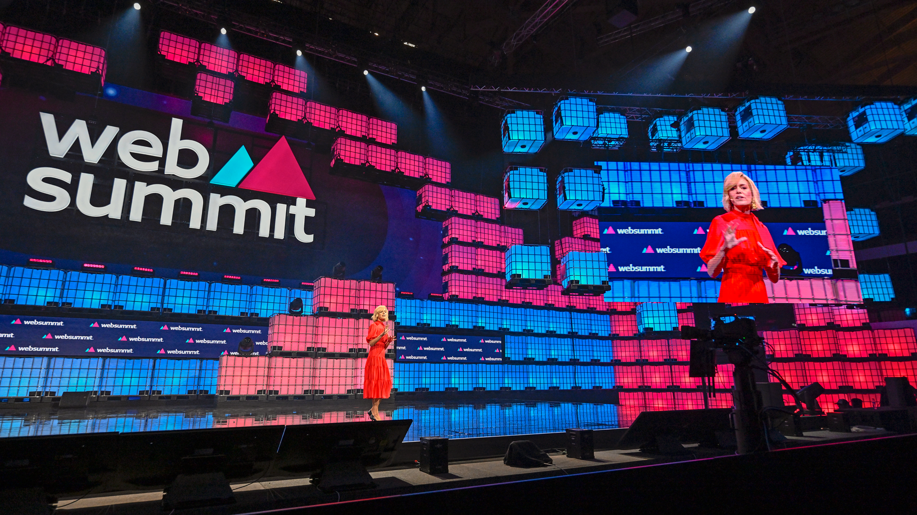 New Web Summit CEO, Katherine Maher, at the first day of the event on November 13 in Lisbon. Photo by Getty.