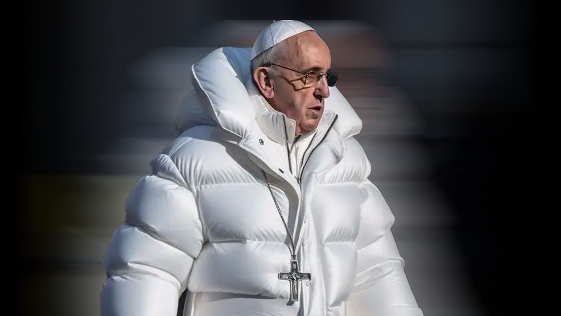 In March, an AI-generated image of the Pope in a Balenciaga puffer jacket went viral when it fooled social media users into thinking it was a real photo. Image via Midjourney.