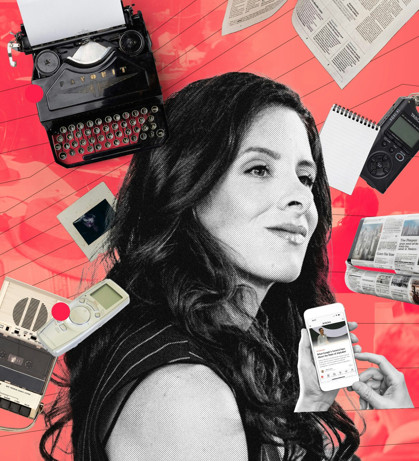 Jessica Lessin at this year's WTF: Women in Tech, Media and Finance summit. Art by Clark Miller