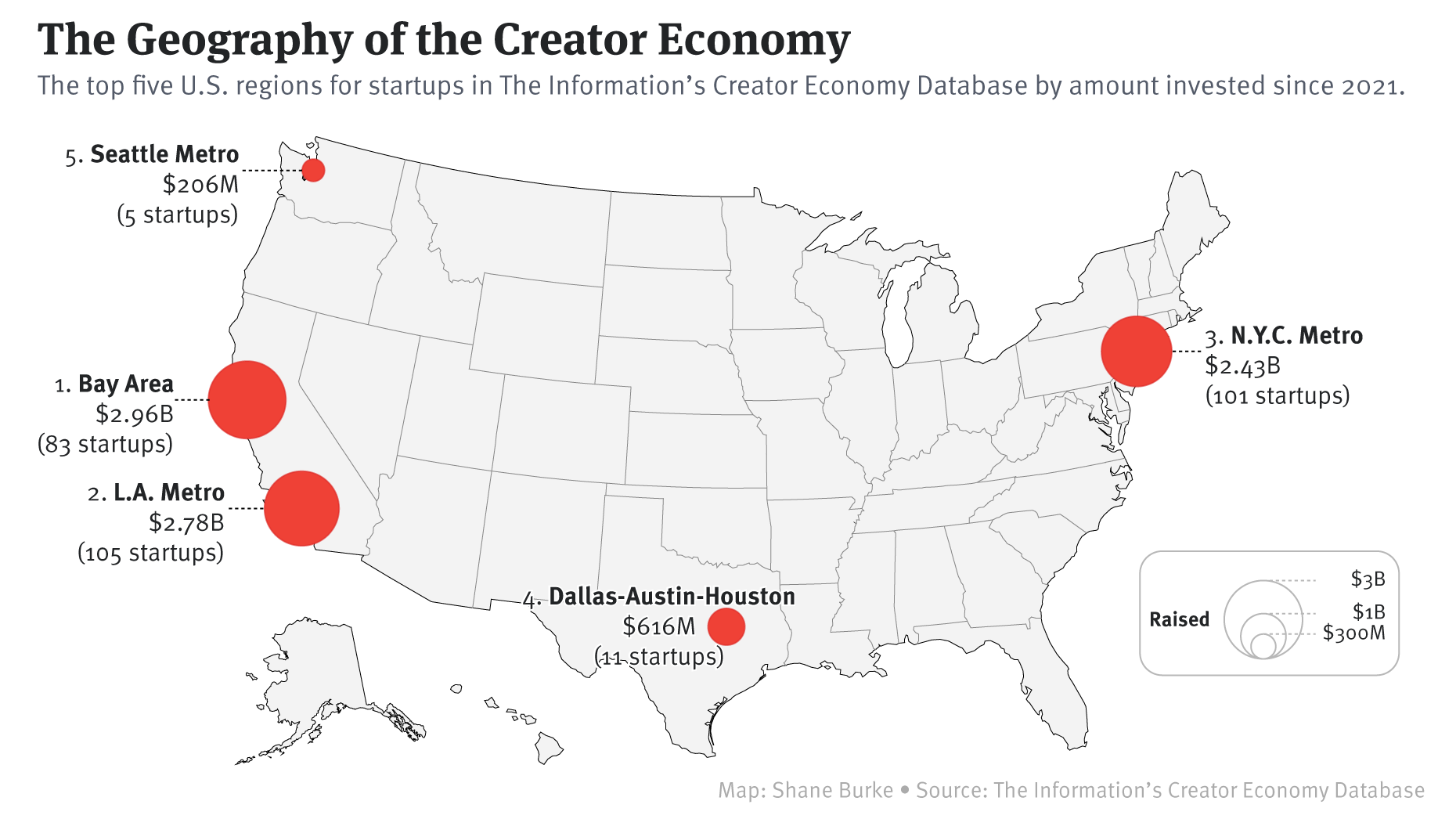 The Top Cities For Creator Economy Startups — The Information