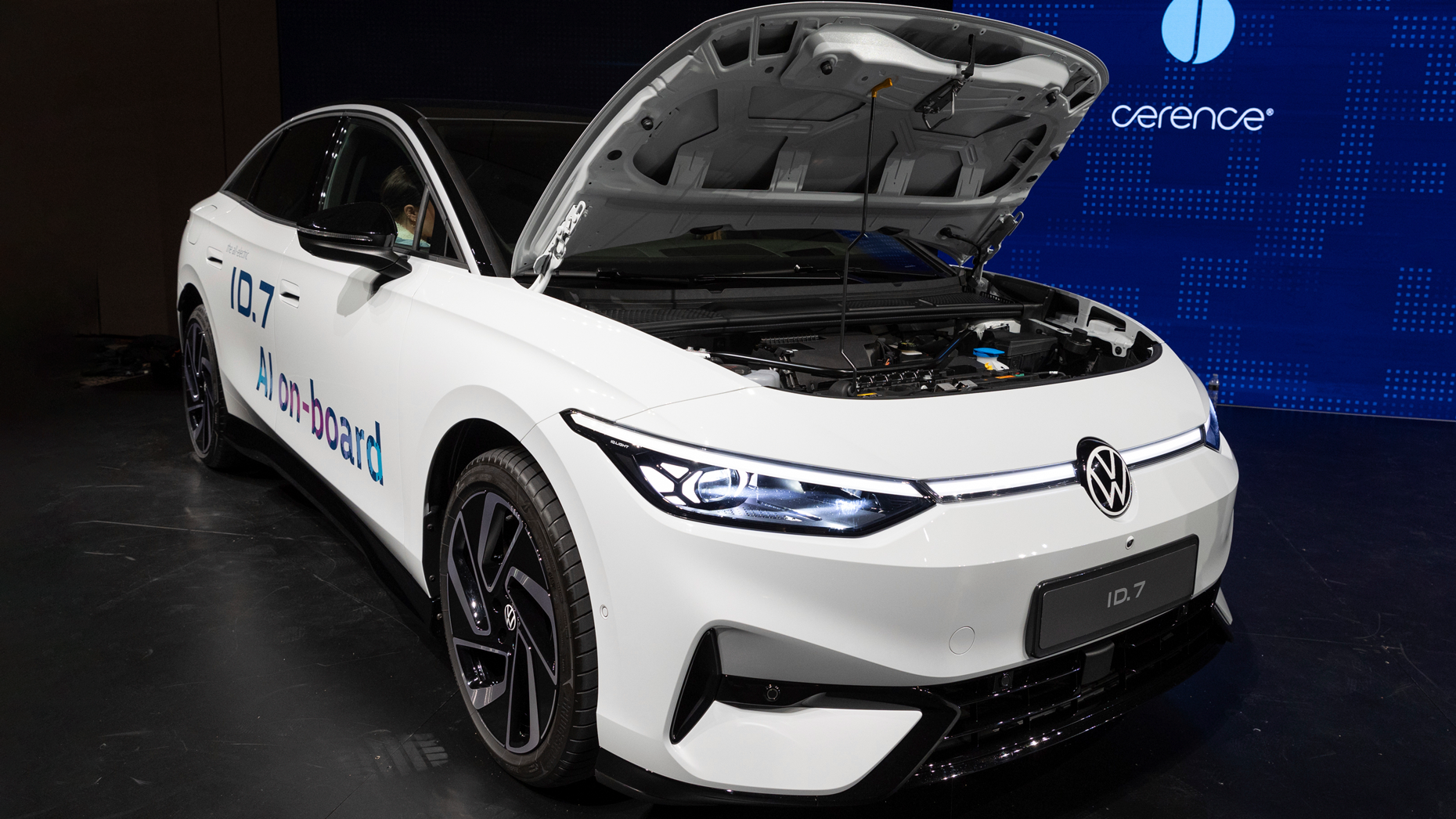 The Volkswagen ID. 7 on display after a presentation by Volkswagen during CES 2024 Media Days on Monday. Photo by AP.