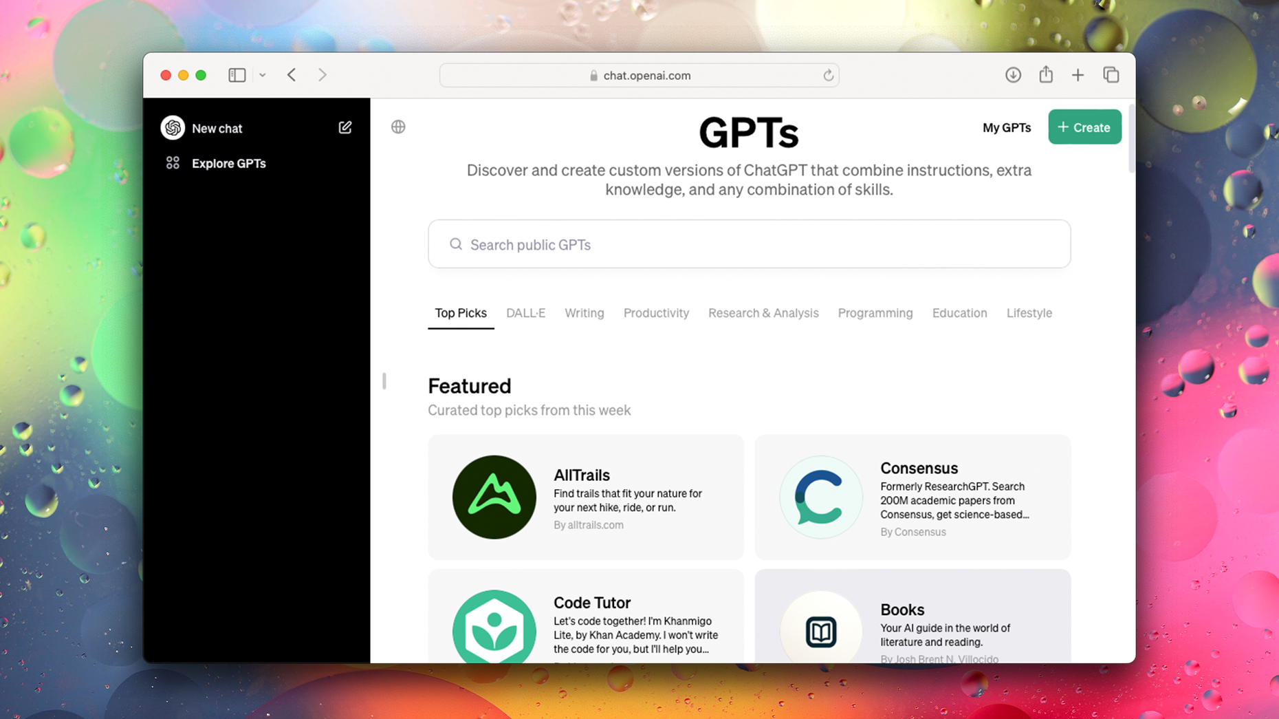 OpenAI's new GPT Store. Photo via OpenAI.