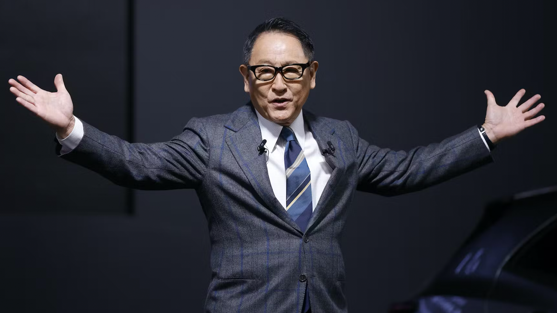 On Jan. 12 in Japan, Toyota chair Akio Toyoda announces the development of a new combustion engine. Photo: Kiyoshi Ota/Bloomberg/ Getty