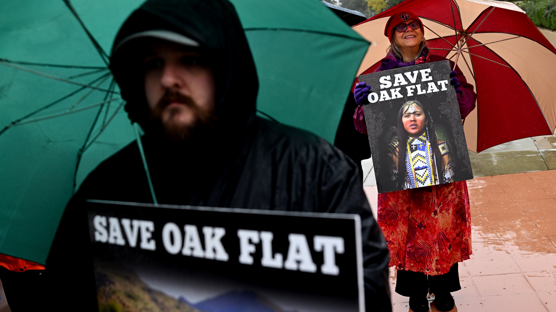 Outside the 9th Circuit Court of Appeals in Pasadena, Calif. last March, protesting the proposed Rio Tinto copper mine in Arizona. Photo:  Wally Skalij/Los Angeles Times/Getty