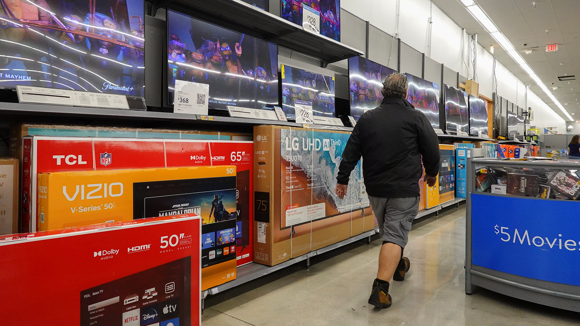 Vizio televisions on display at Walmart. Photo by Getty