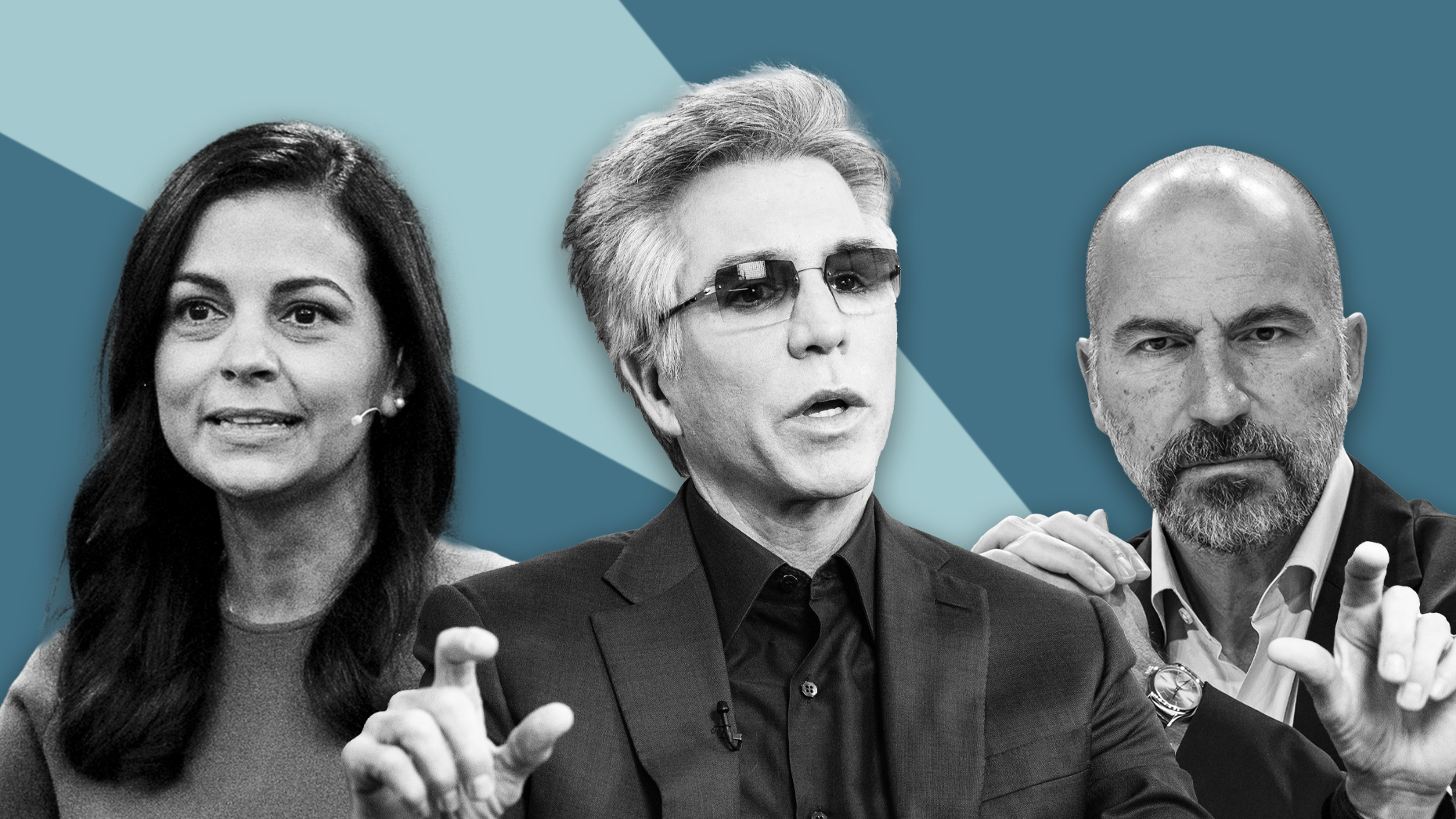 Lidiane Jones, Bill McDermott and Dara Khosrowshahi. Photos by Getty