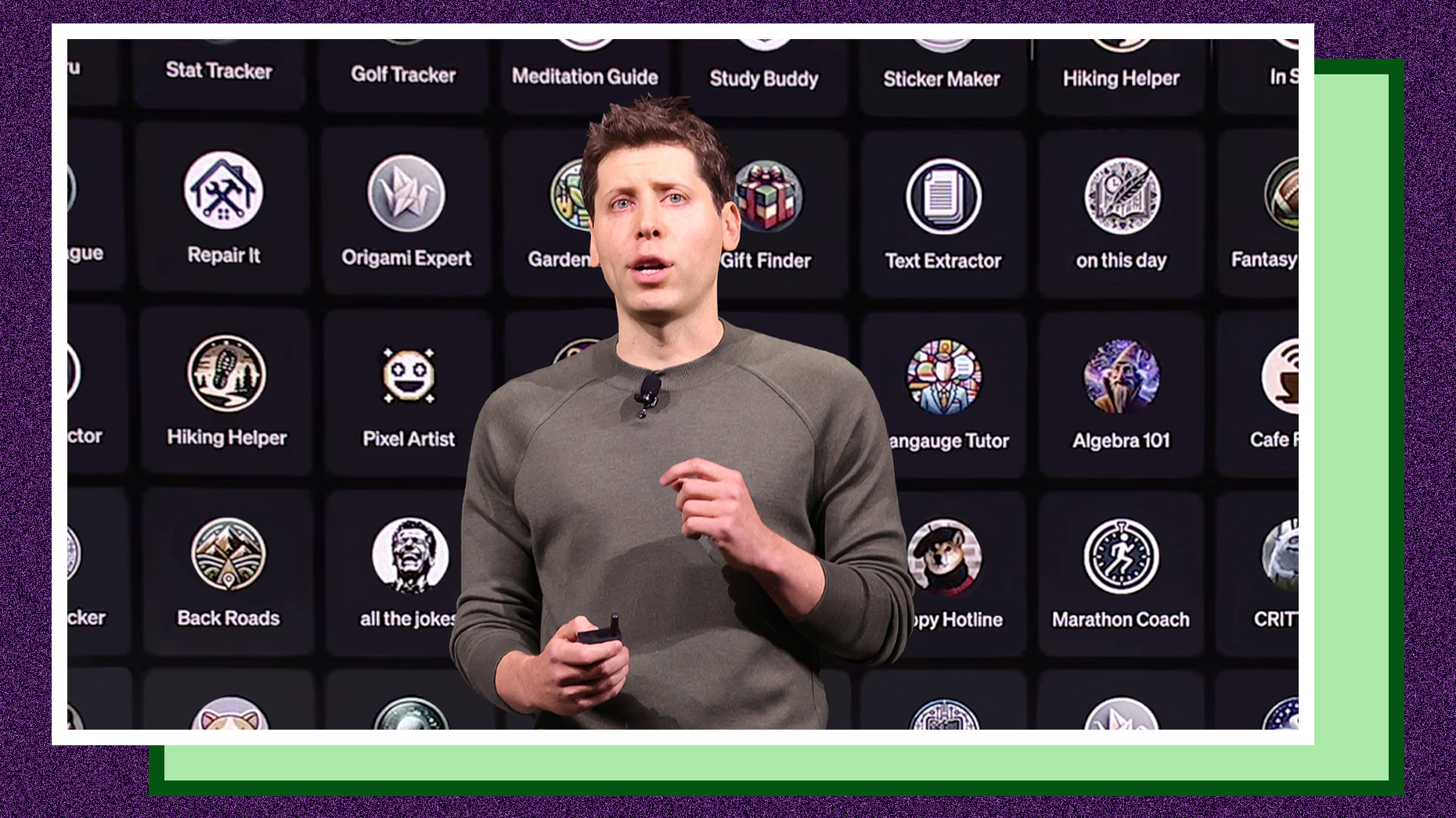 OpenAI CEO Sam Altman announcing the GPT Store in November. Photo via Getty