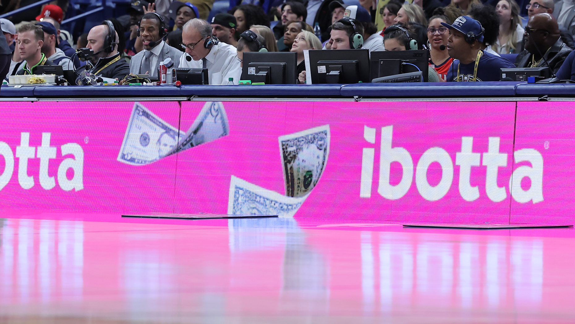 Ibotta advertising at an NBA game in 2022. Photo by Jonathan Bachman/Getty Images.