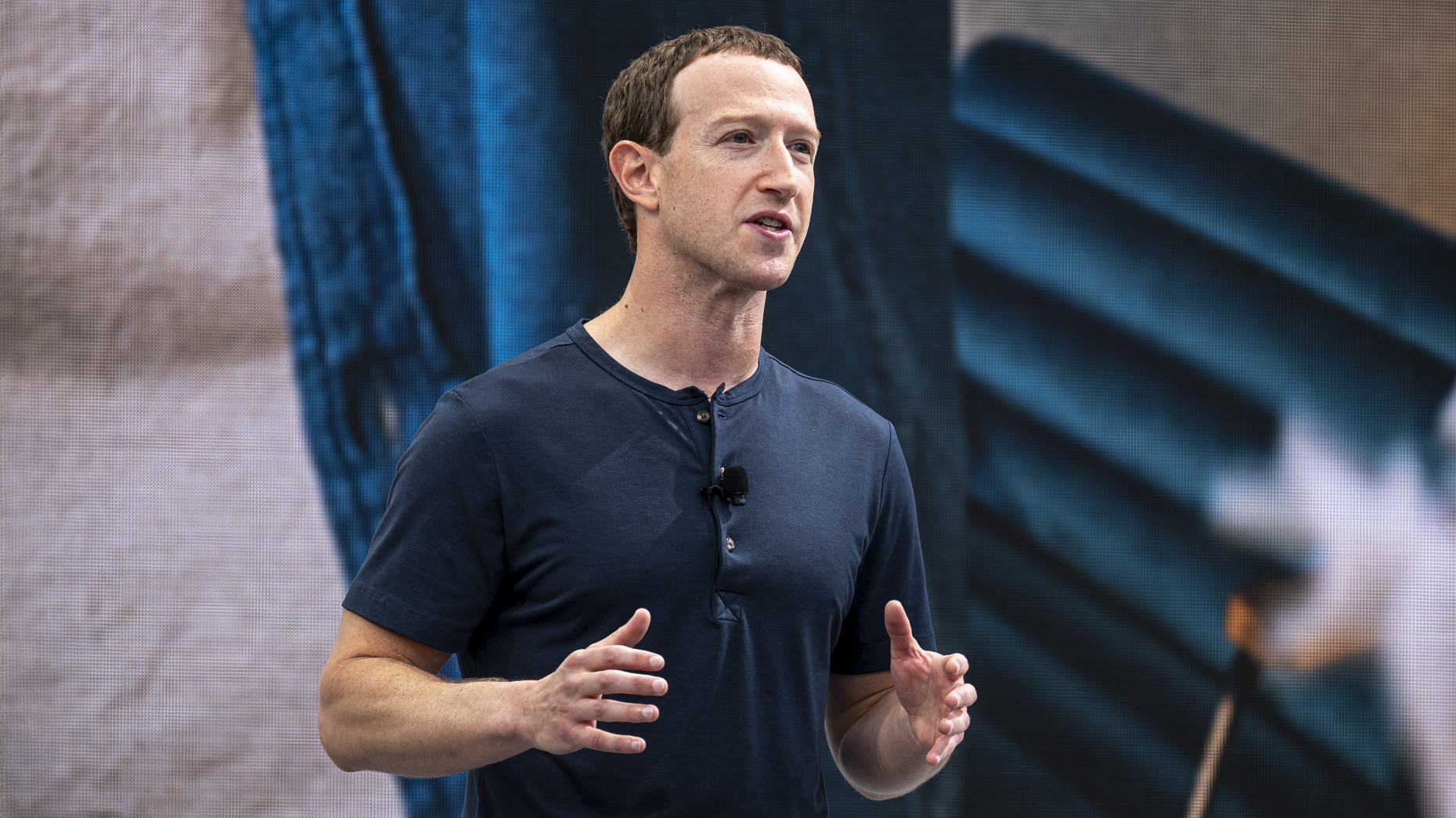 Mark Zuckerberg speaking at Meta Connect 2023. Photo by David Paul Morris/Bloomberg via Getty Images.