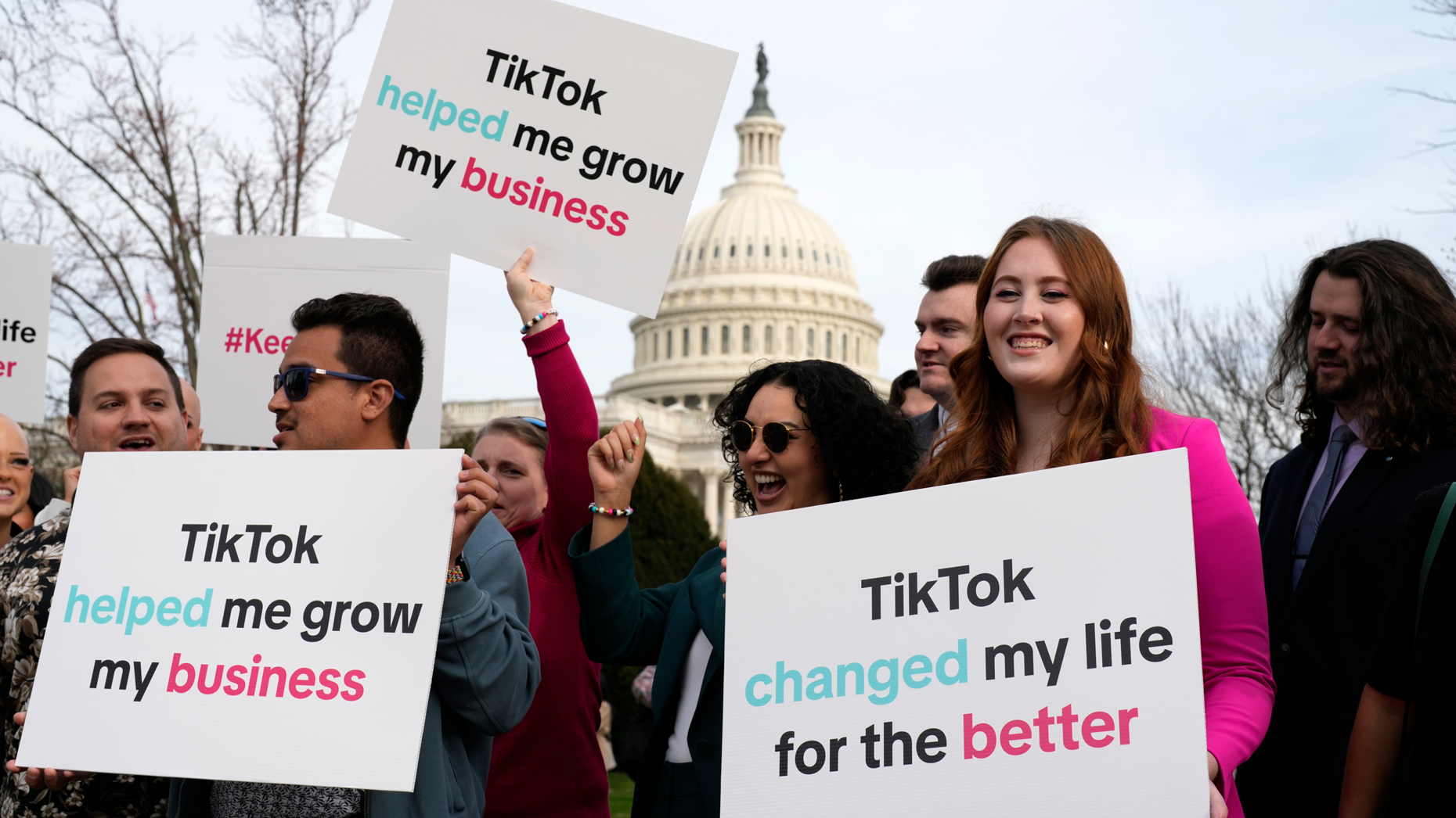 Pro-TikTok demonstrators outside of the Capitol building on March 13. Photo by AP Photo/J. Scott Applewhite.