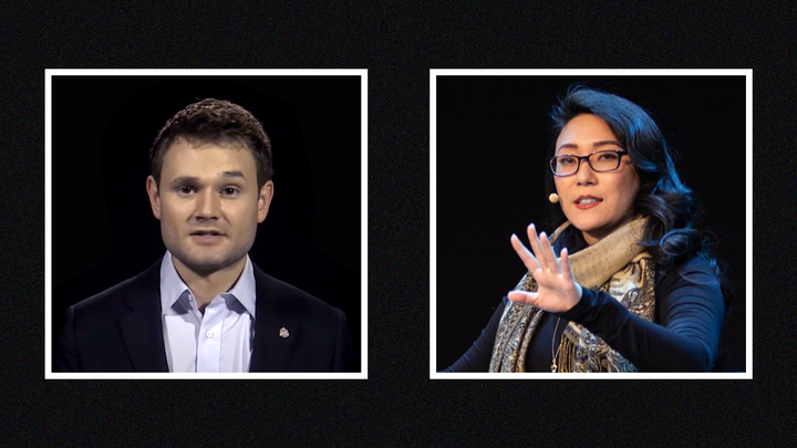 Chris Clark and Diane Yoon. Photos via YouTube and Talent Summit.