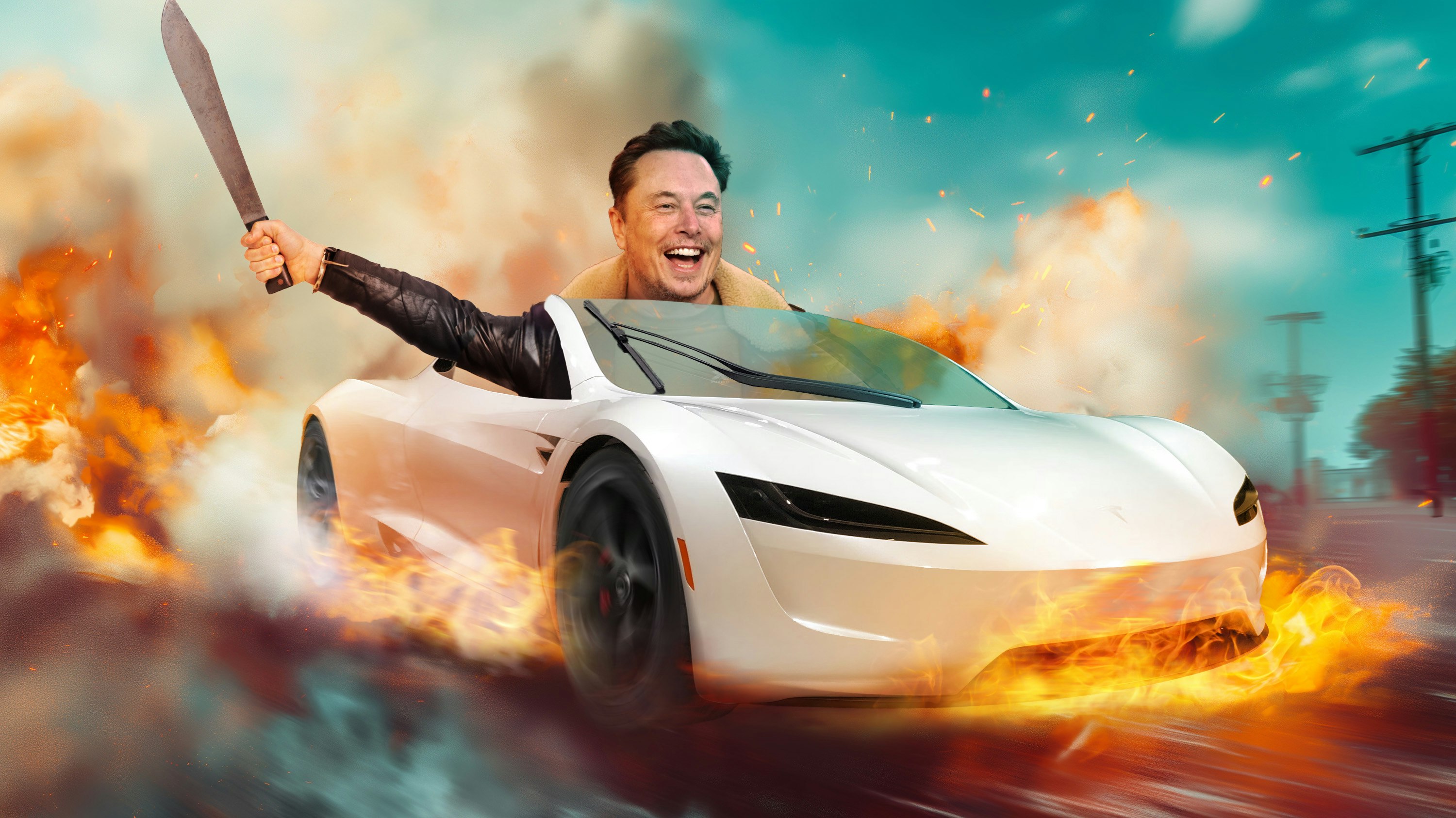 Art by Clark Miller. Musk via Getty Images