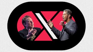 Elon Musk, left, and Larry Ellison. Photos via Getty Images.