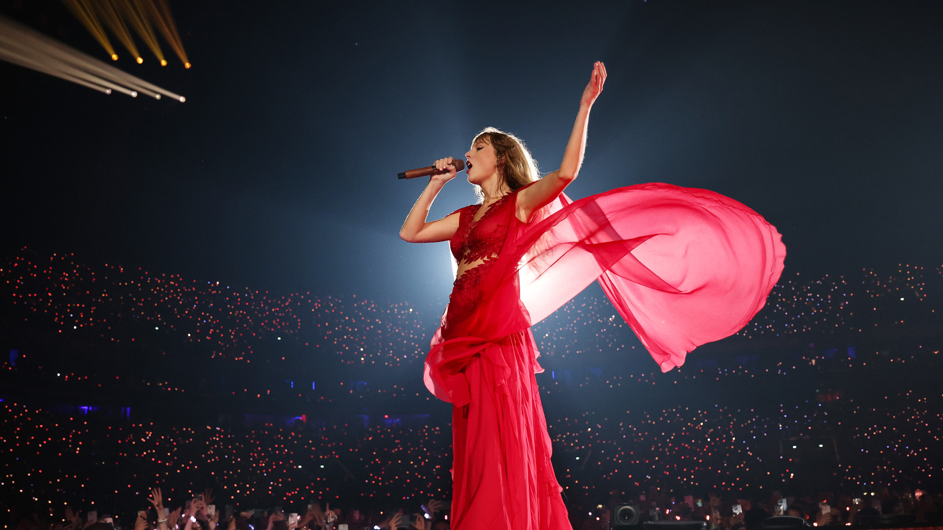 Taylor Swift performs in Paris on May 12. Photo by Kevin Mazur/TAS24/Getty Images.