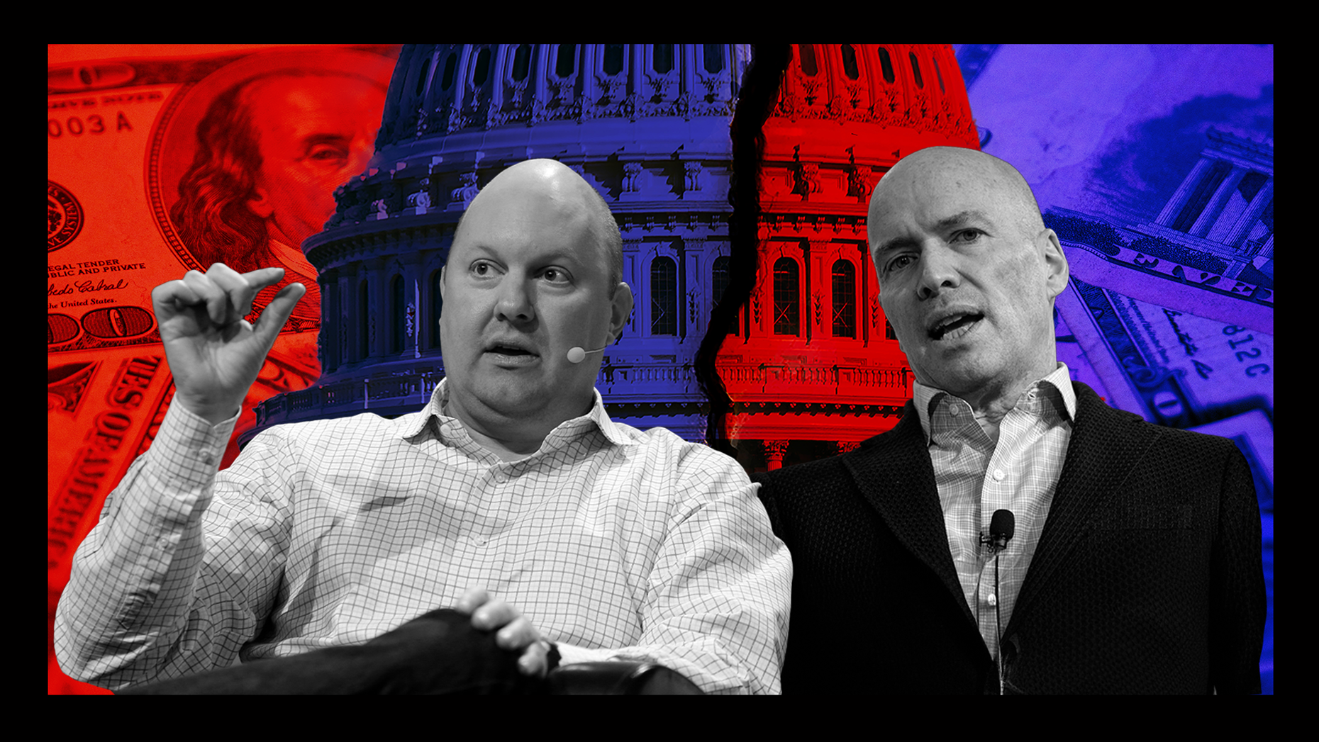 Marc Andreessen and Ben Horowitz of Andreessen Horowitz. Photos via Getty Images.