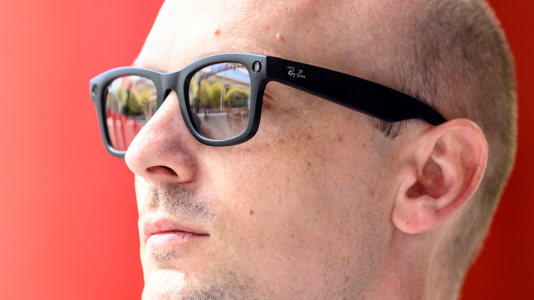 A Meta Connect 2023 attendee wears Ray-Ban Meta smart glasses. Photo by Josh Edelson/AFP via Getty.