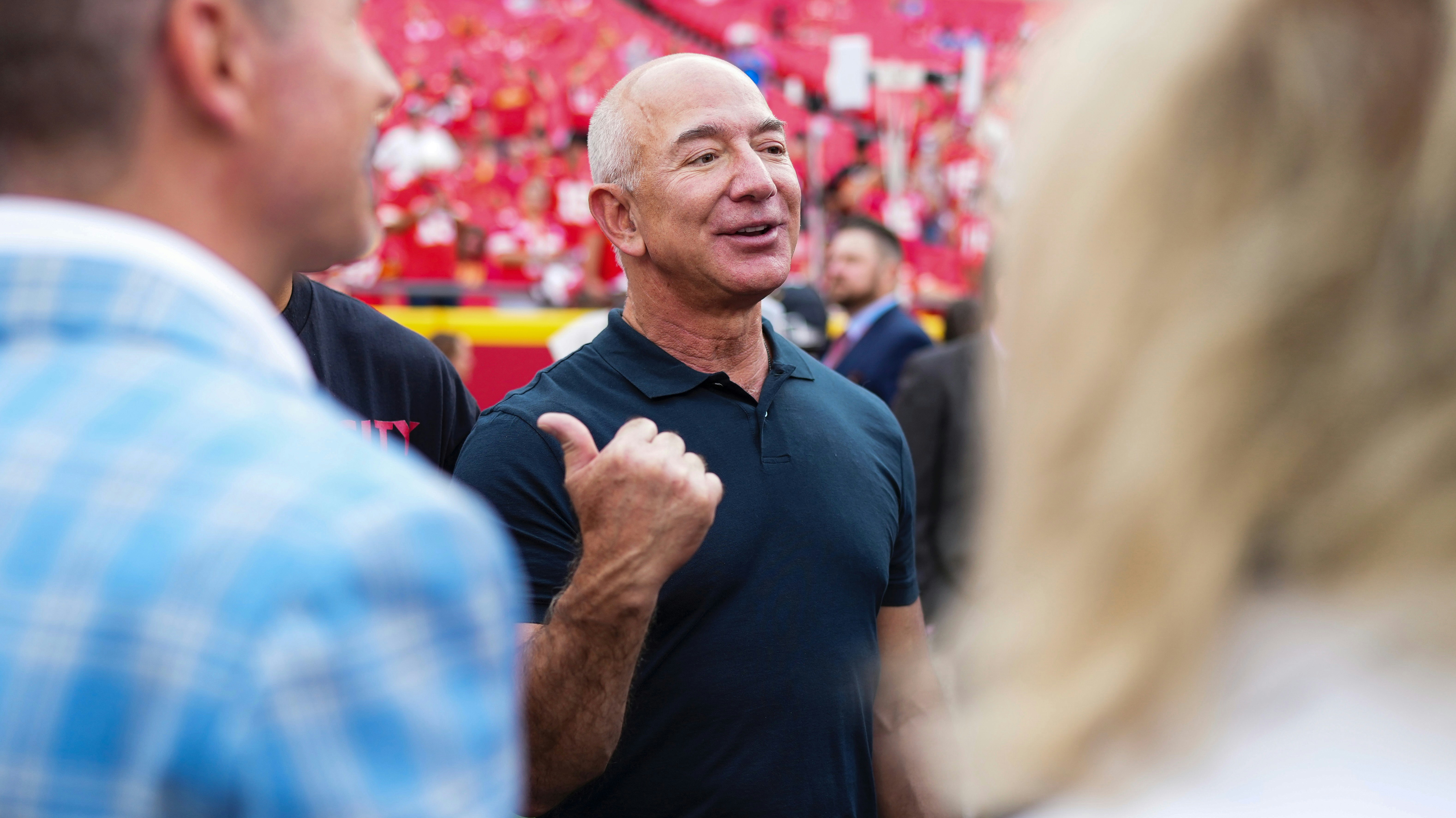 Amazon co-founder Jeff Bezos at an NFL game in 2022. Photo by Getty