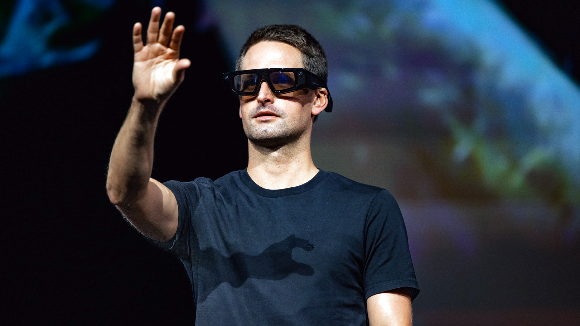 Evan Spiegel using Spectacles. Photo by Snap