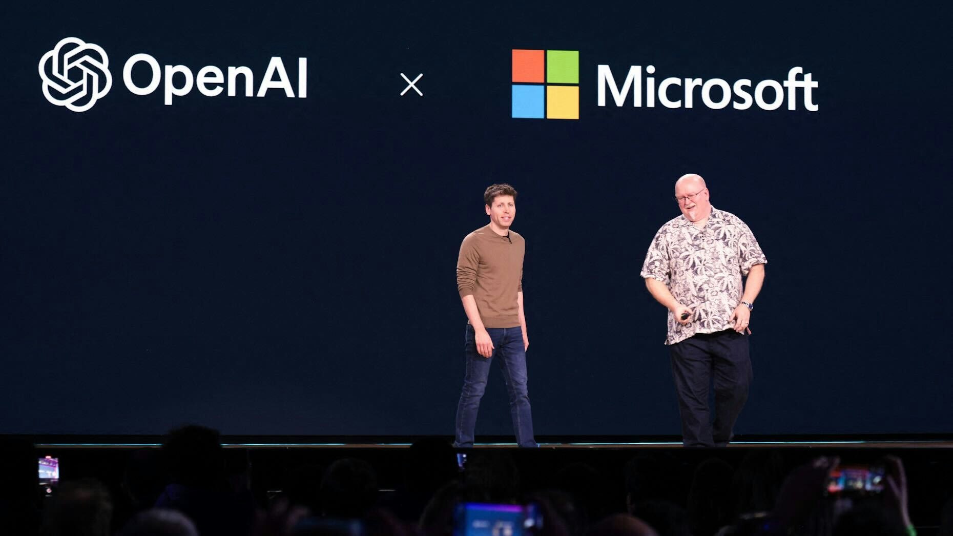 OpenAI CEO Sam Altman and Microsoft CTO Kevin Scott. Photo by AFP via Getty.