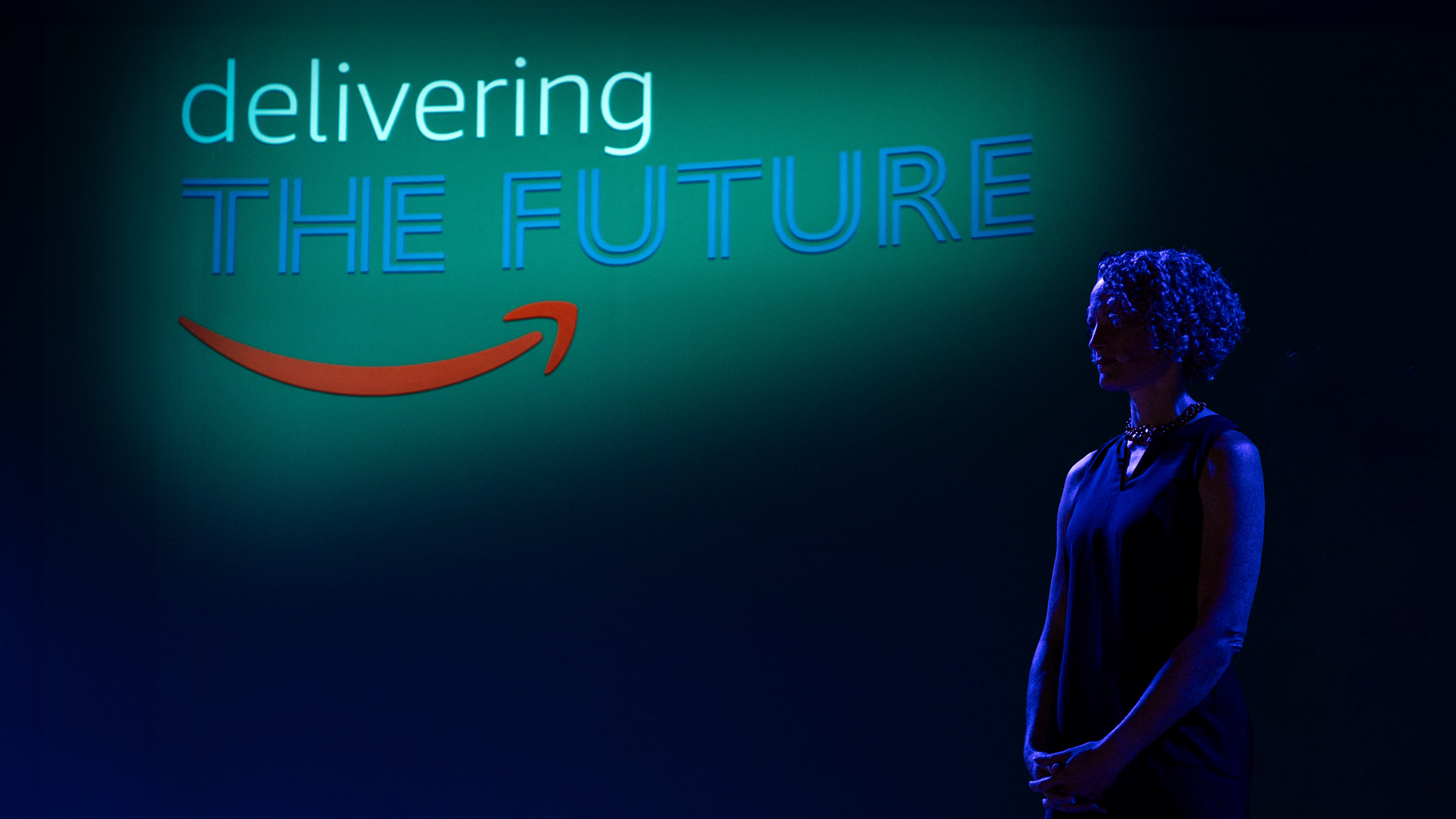 Hannah McClellan, VP of Operations and Amazon Pharmacy, speaks at Amazon's Delivering the Future conference in Nashville last week. Photo via Getty.