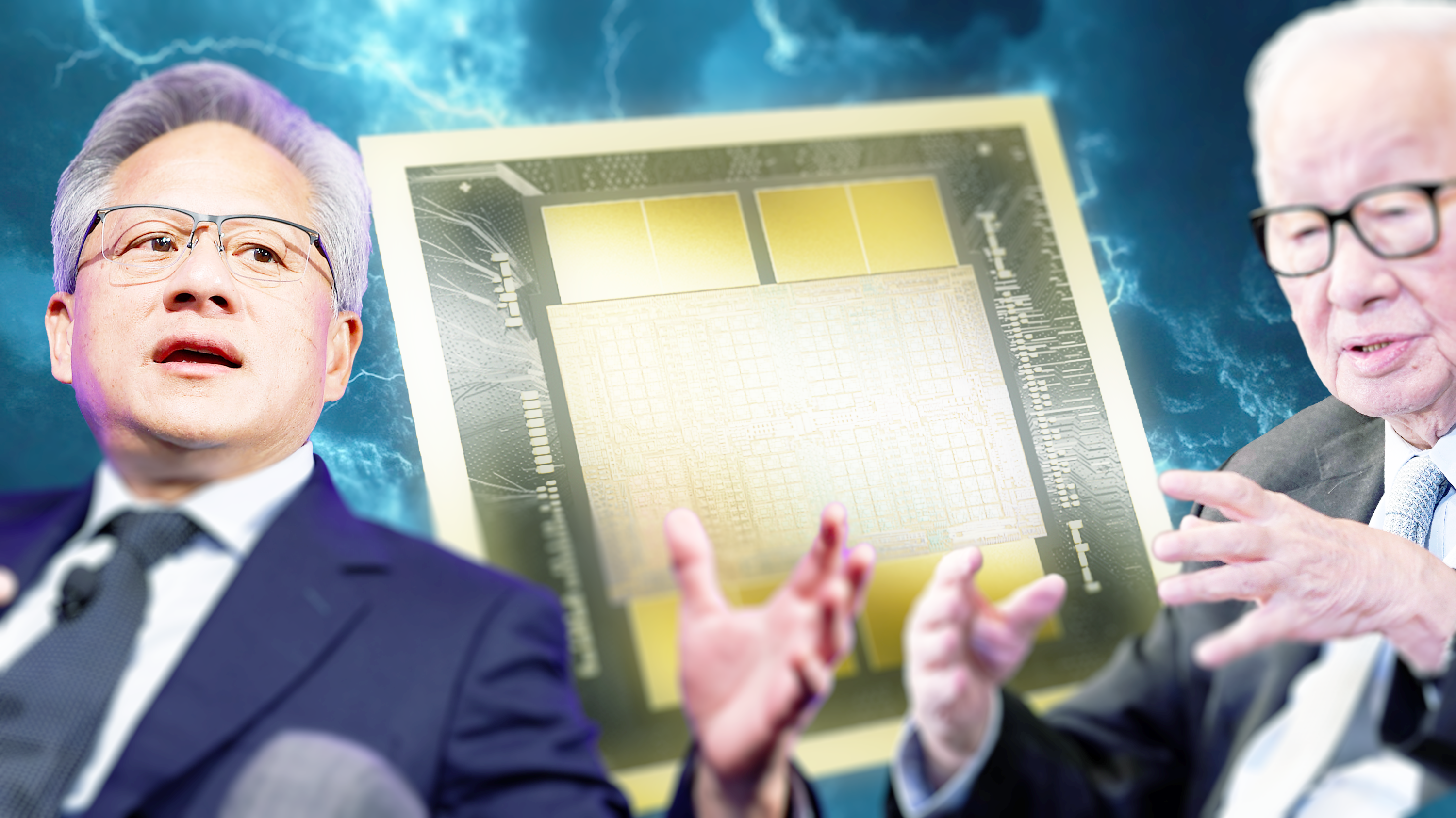 Nvidia's Jensen Huang, left, and TSMC's Morris Chang. Photos by Getty