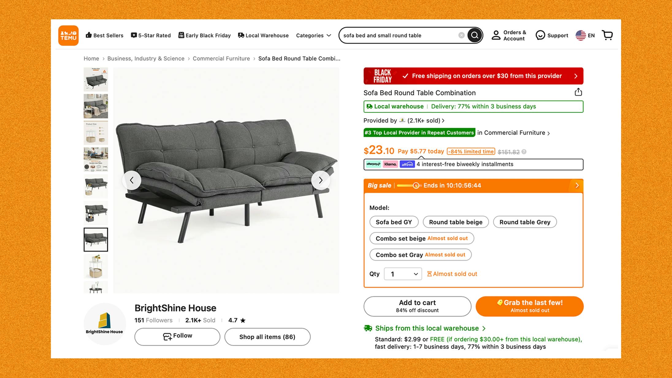 Amazon, Temu and $20 Couches