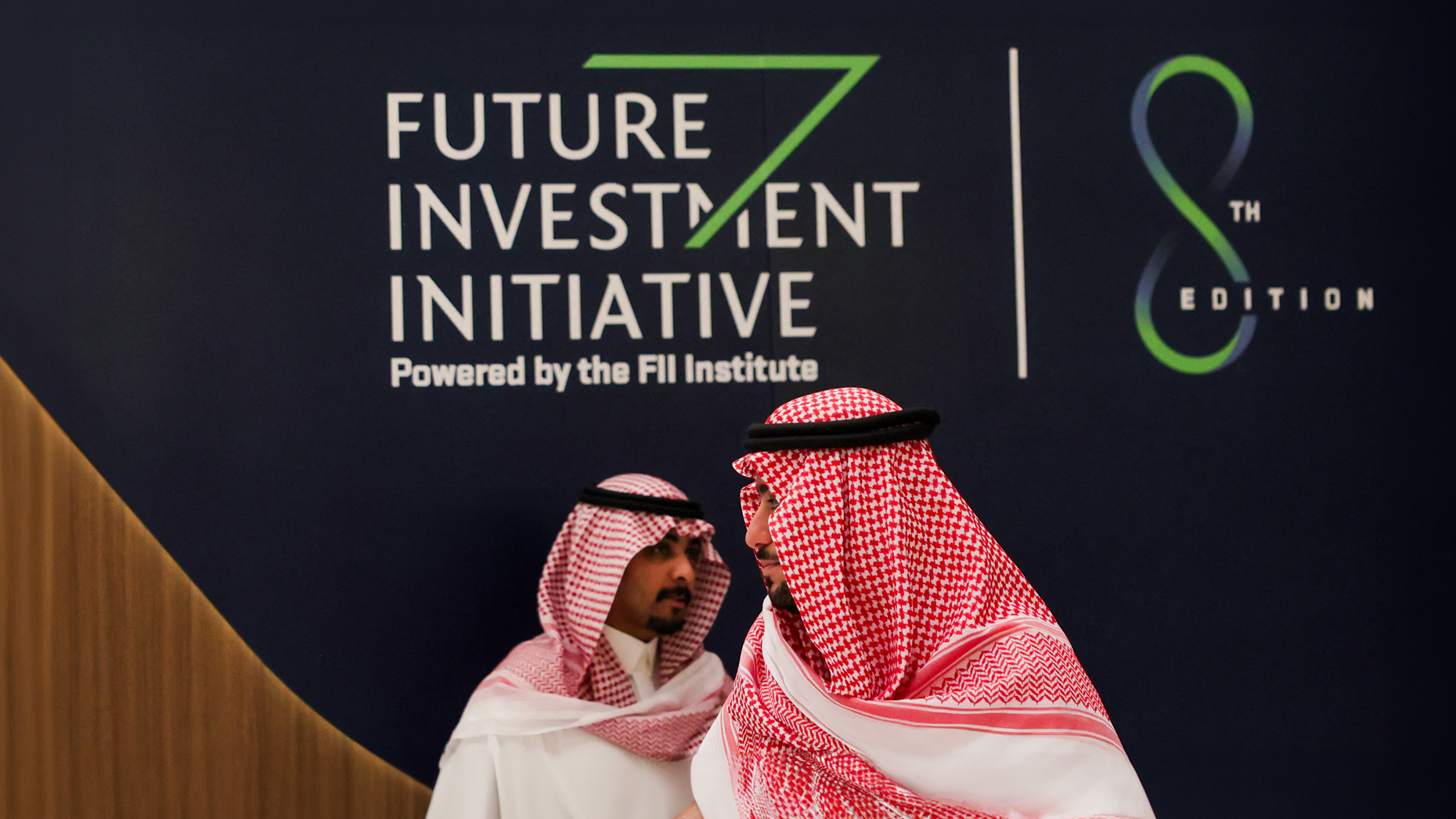 Participants at the 2024 Future Investment Initiative conference in Riyadh today. Photo via Getty.