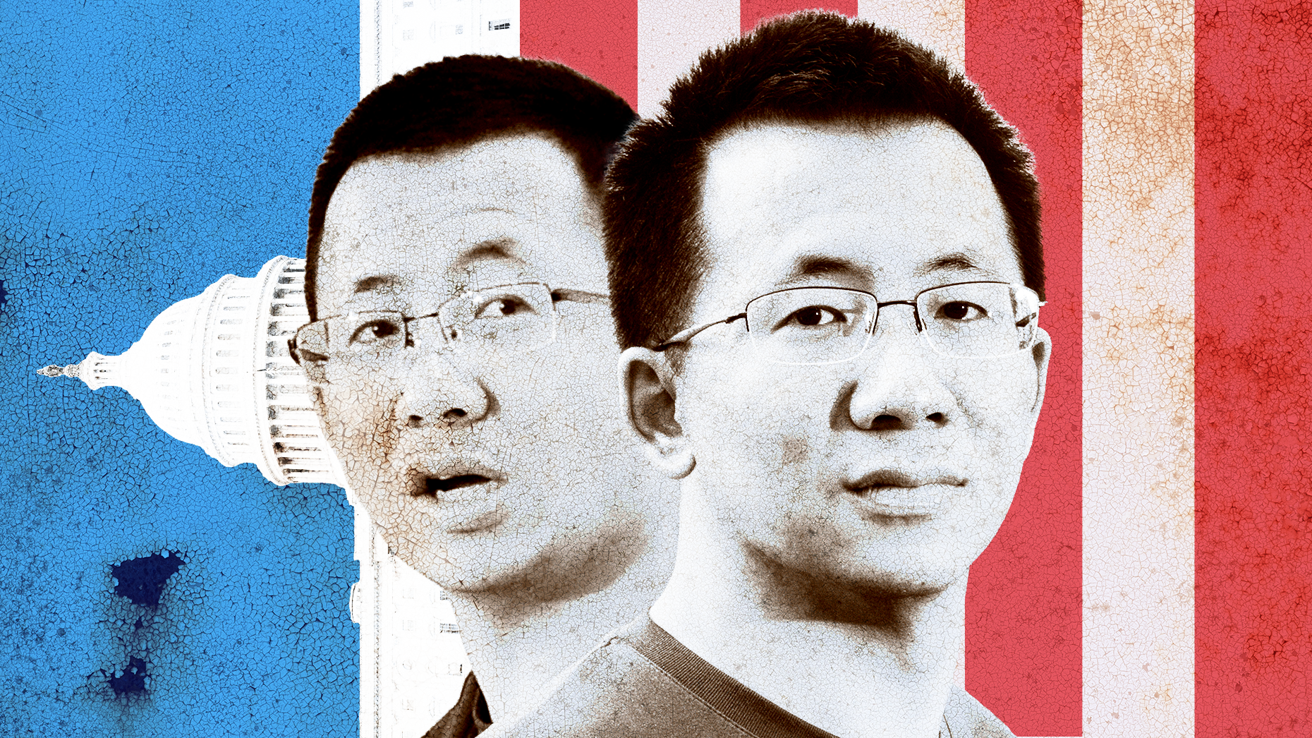 Photos of Zhang Yiming by Getty. Art by Mike Sullivan