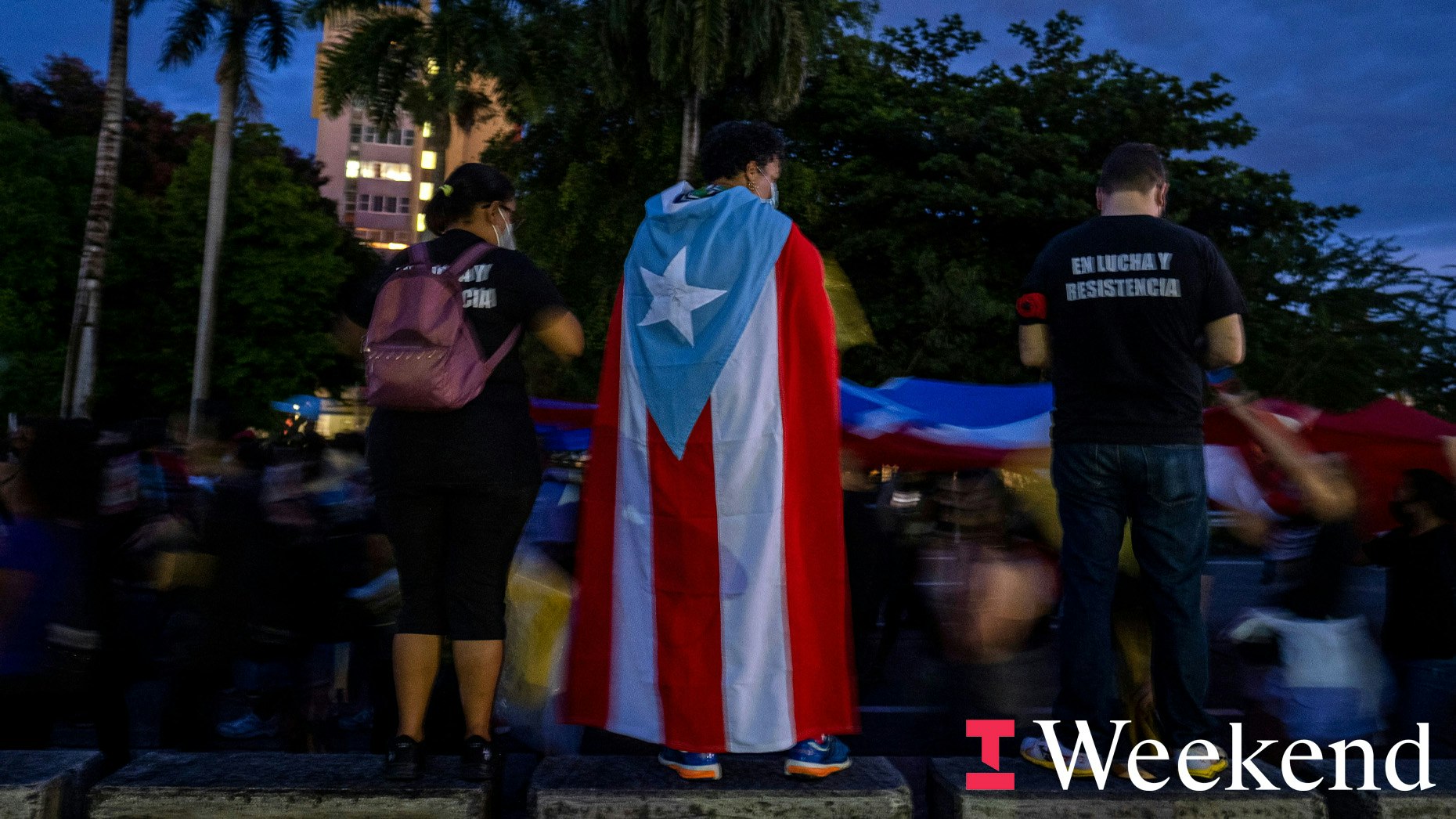 Protestors gather on Las Americas Highway in San Juan, Puerto Rico to decry the island's power crisis in 2021. (Getty Images)
