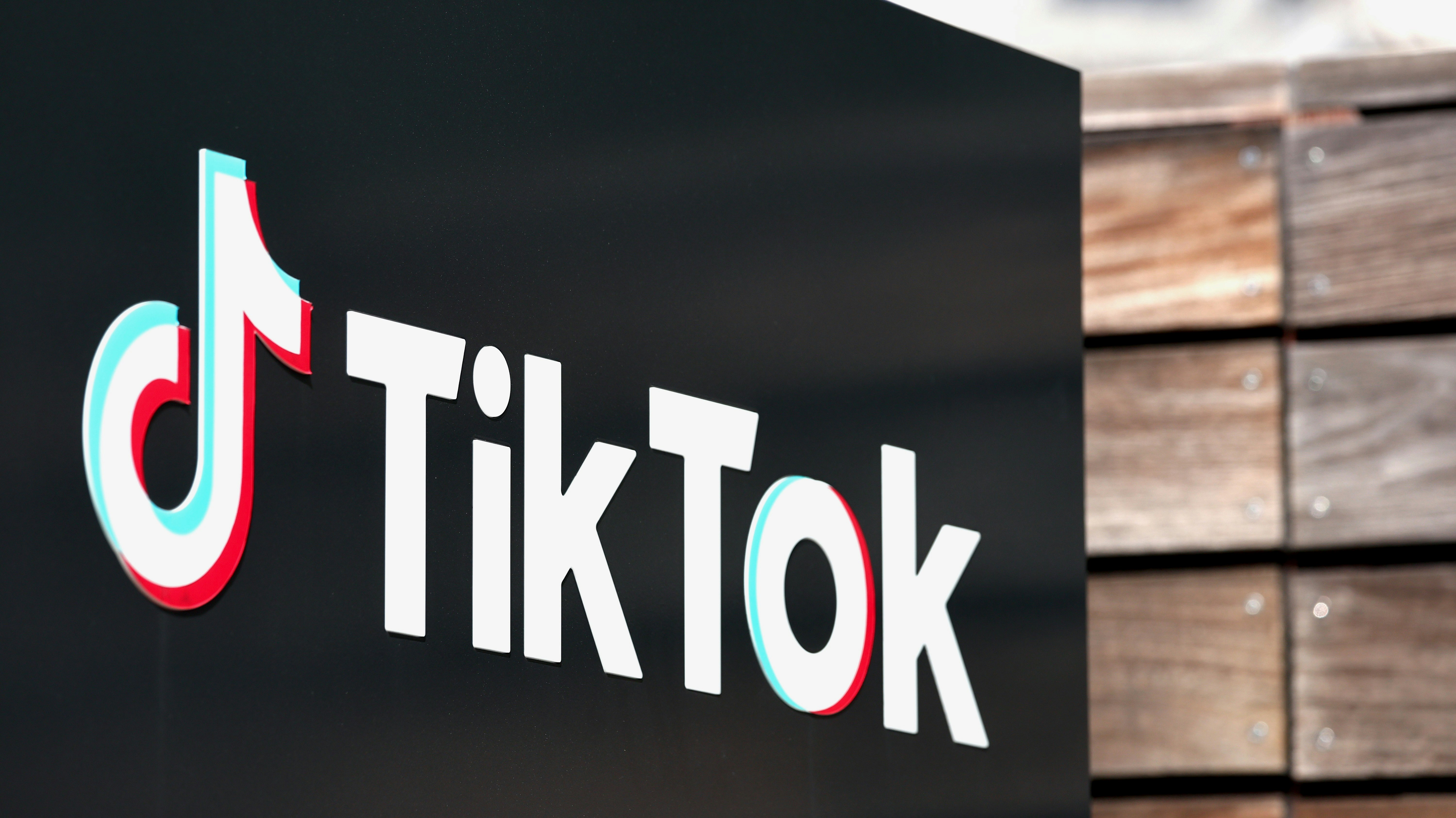 The TikTok logo outside its Culver City, Calif., offices. Photo by Getty Images.