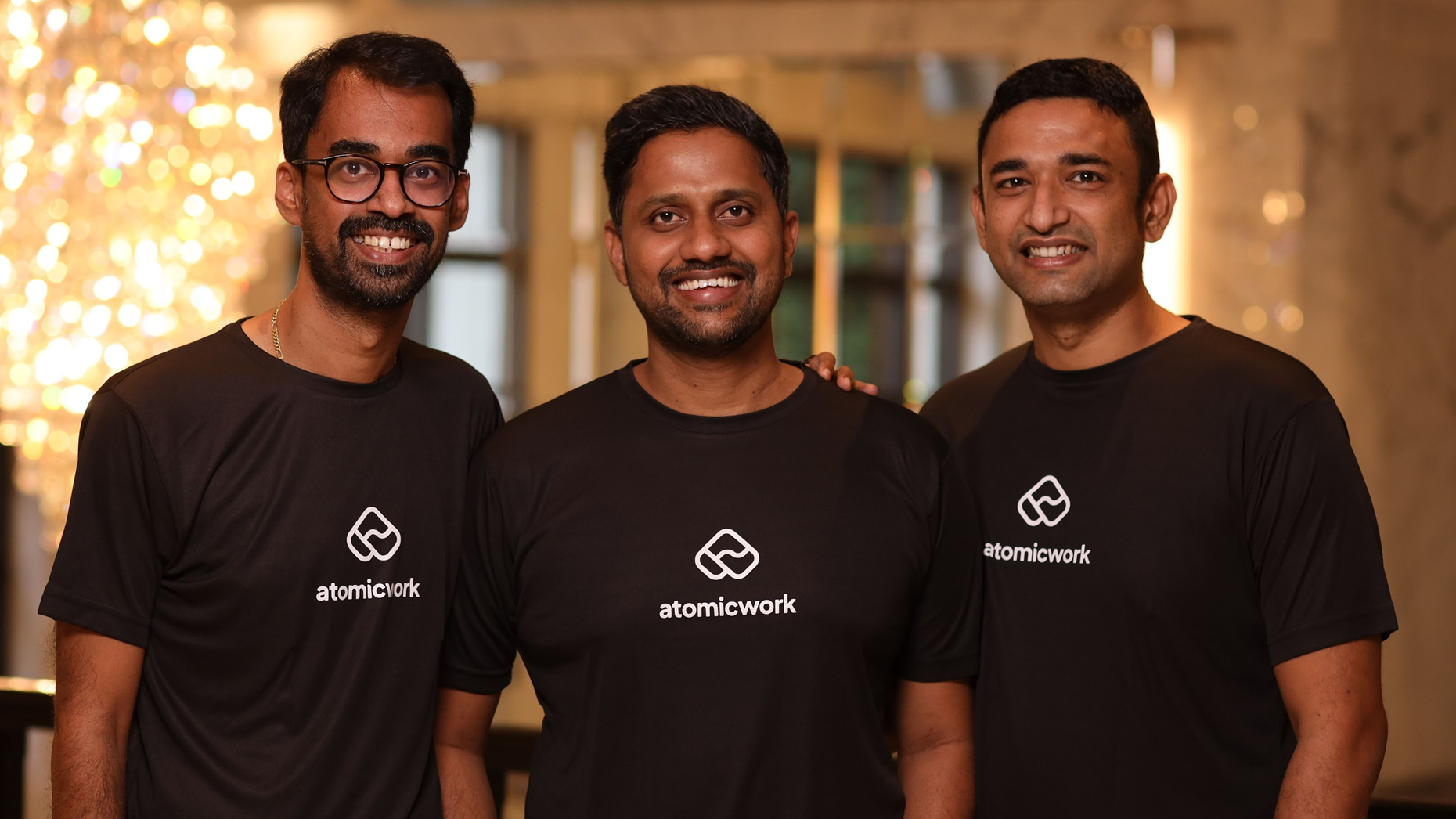 Left to right: Atomicwork's founders Kiran Darisi, Vijay Rayapati and Parsuram Vijay. Photo via Atomicwork.