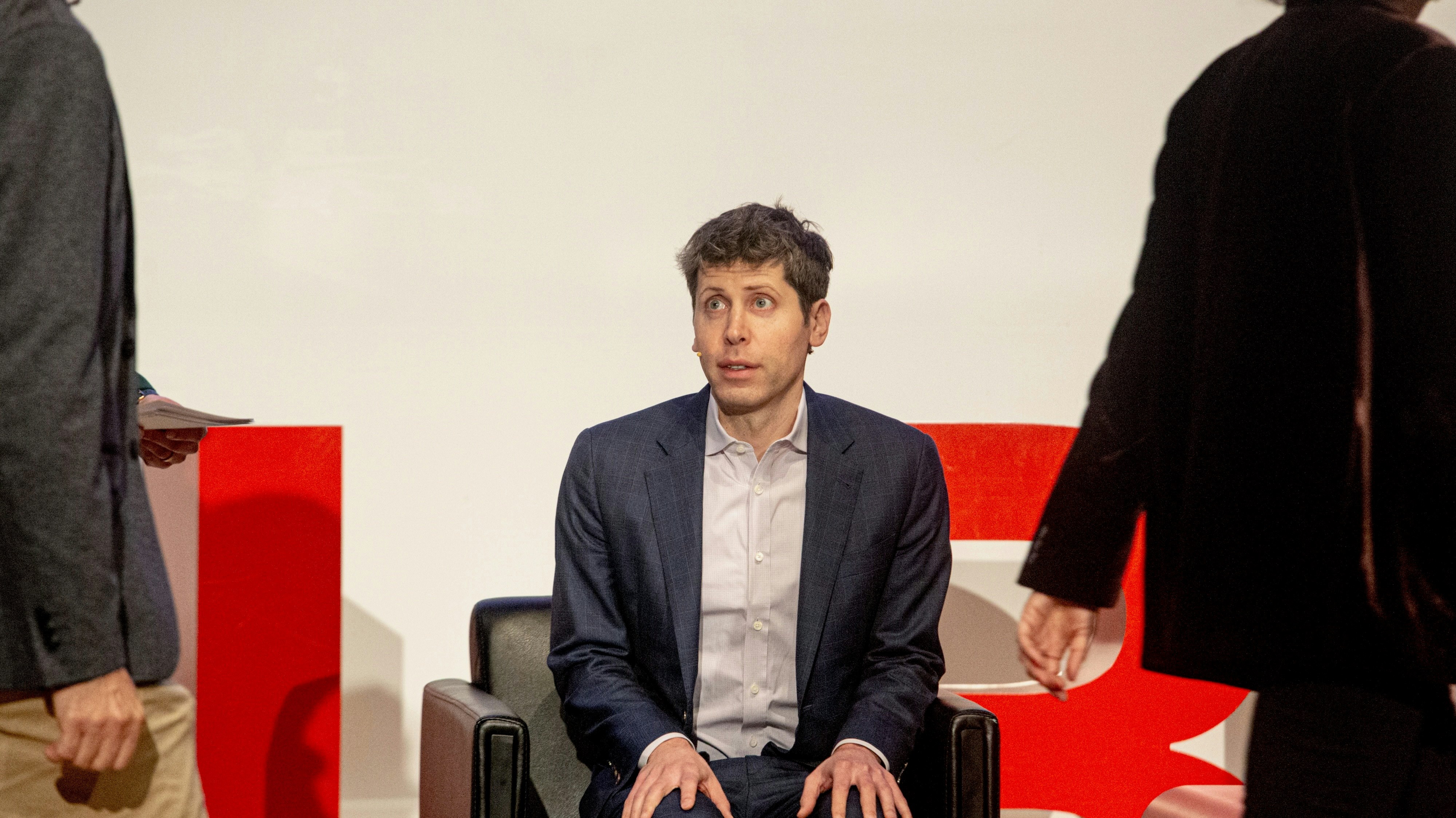 OpenAI CEO Sam Altman on Friday, Feb. 7. Photo from Bloomberg via Getty Images