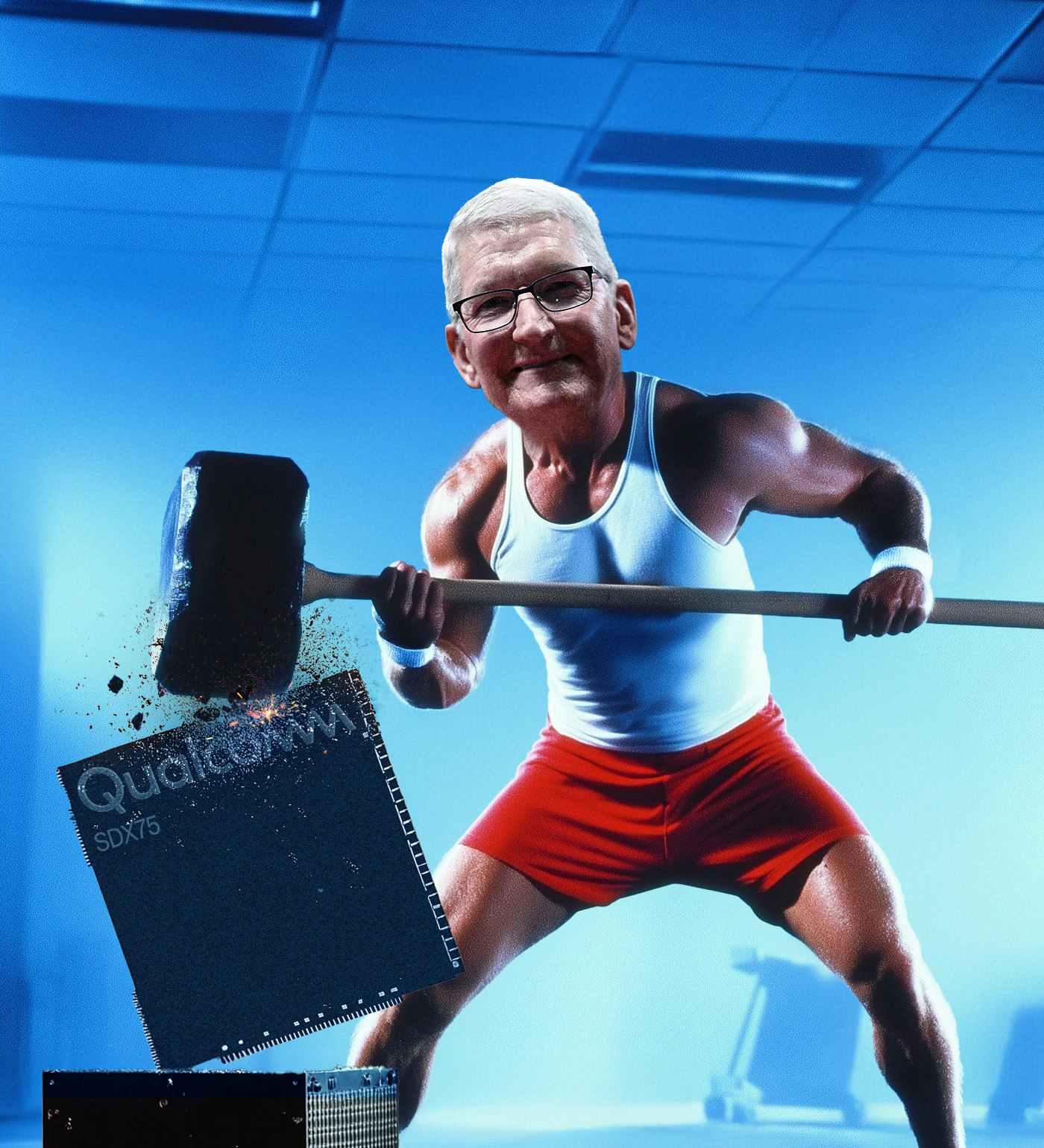 Art by Clark Miller. Tim Cook photo via Getty