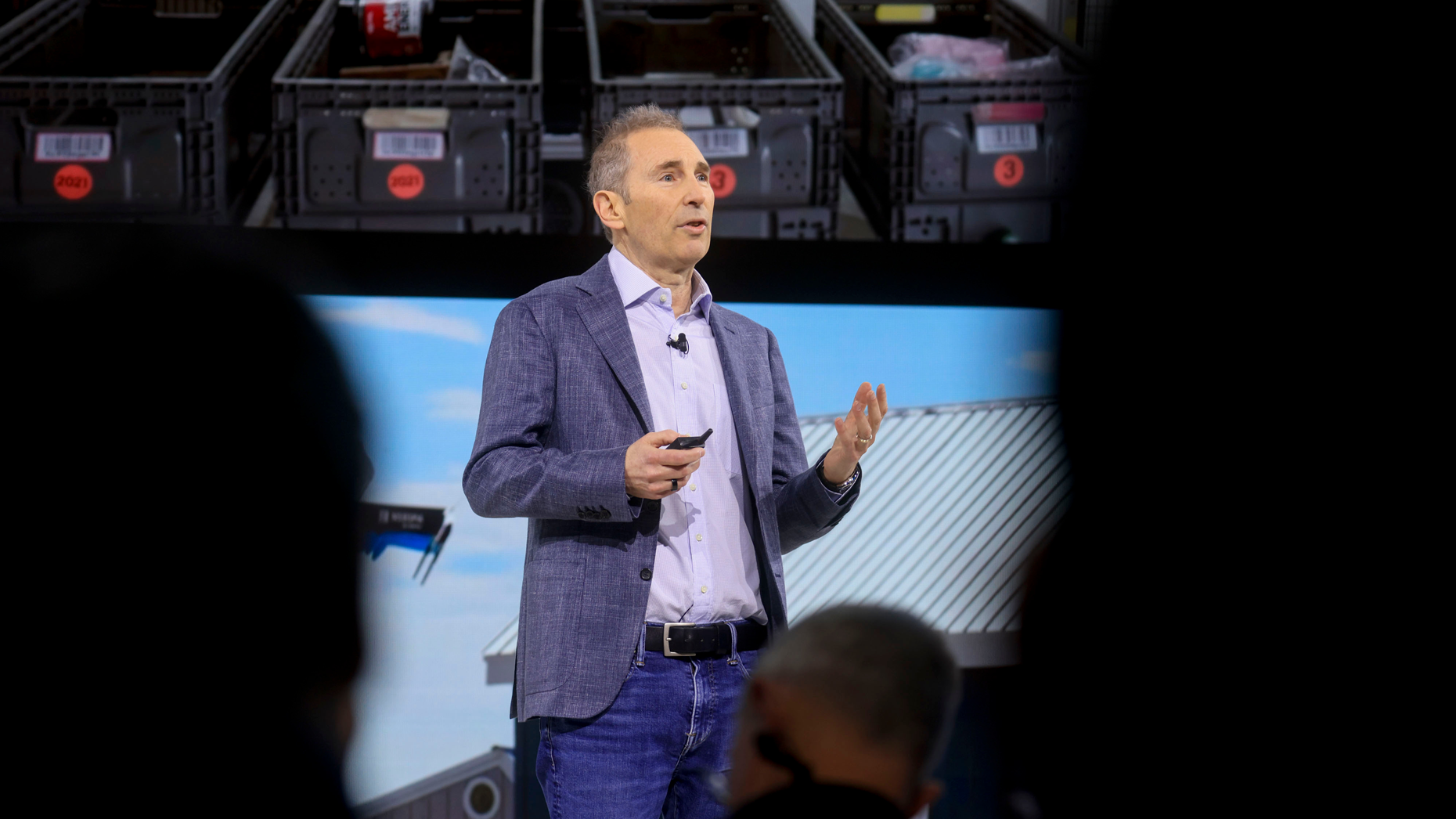 Amazon CEO Andy Jassy speaks at today's Alexa+ event. Photo via Getty. 