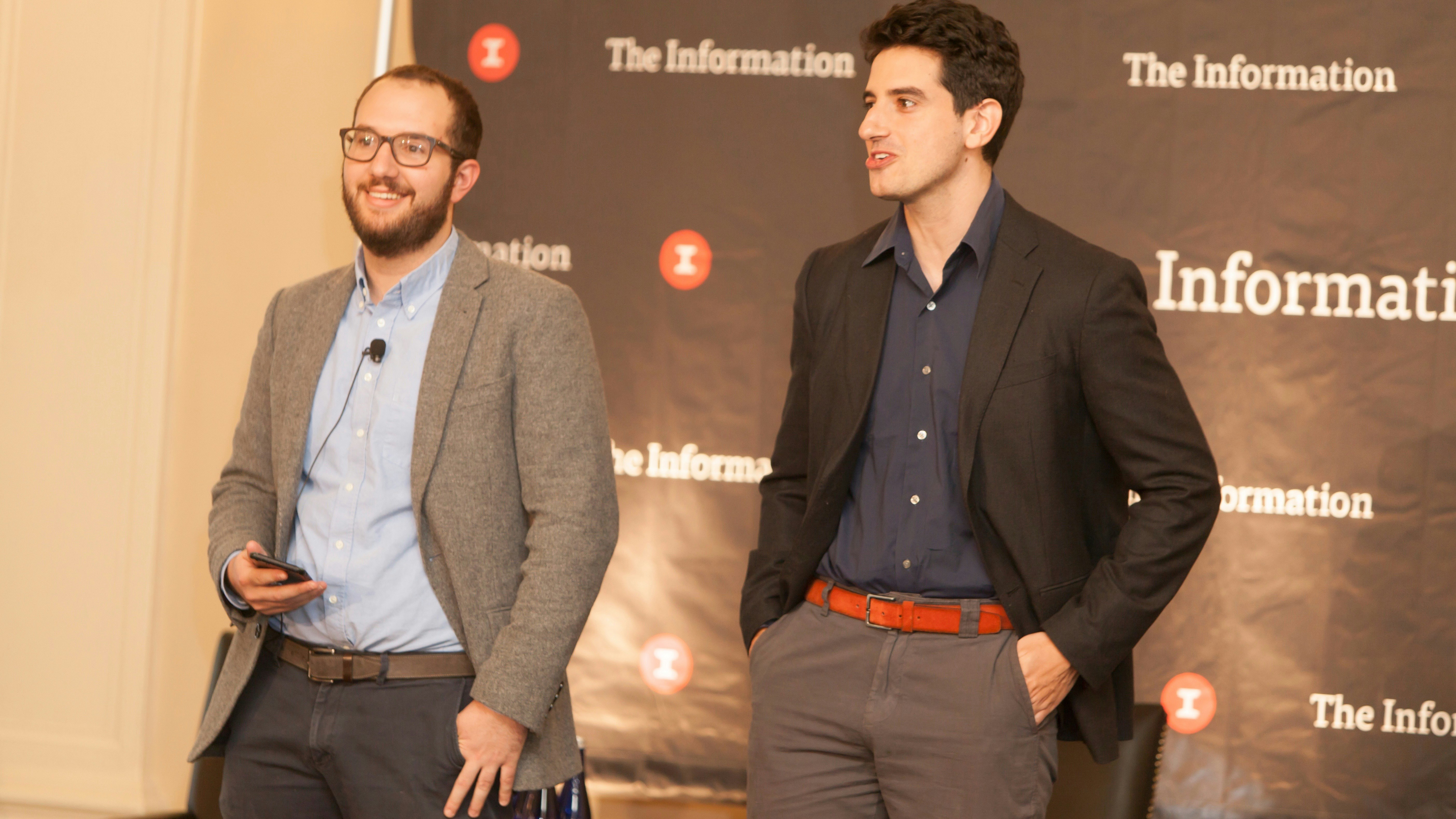 The Information reporters Cory Weinberg, left, and Tom Dotan, at our recent New York Subscriber Summit. Photo by Chris Fargo.