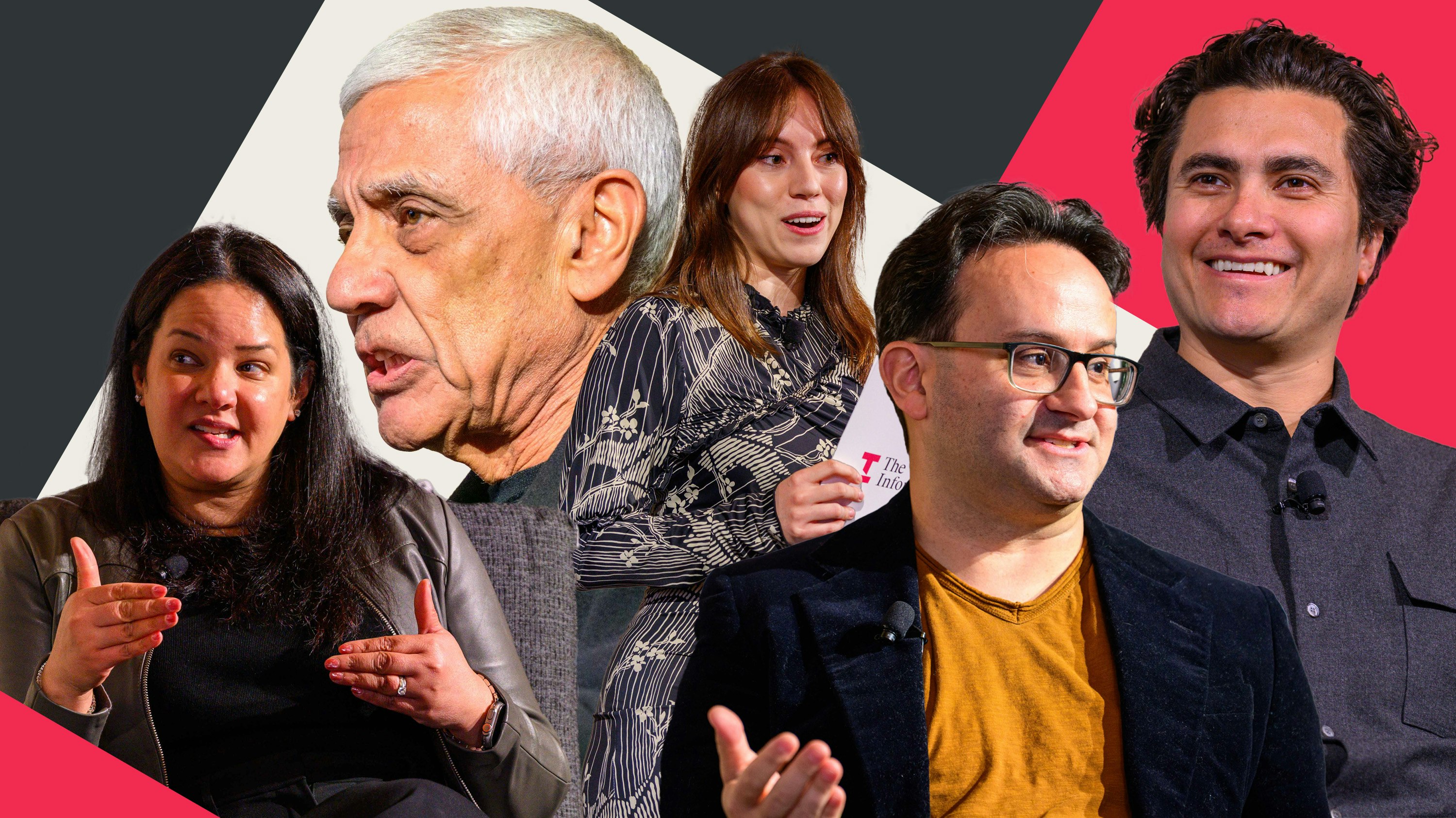 Speakers at The Information's AI Agenda Live conference in San Francisco February 27, 2025. Photo by Erin Beach. Art by Clark Miller.