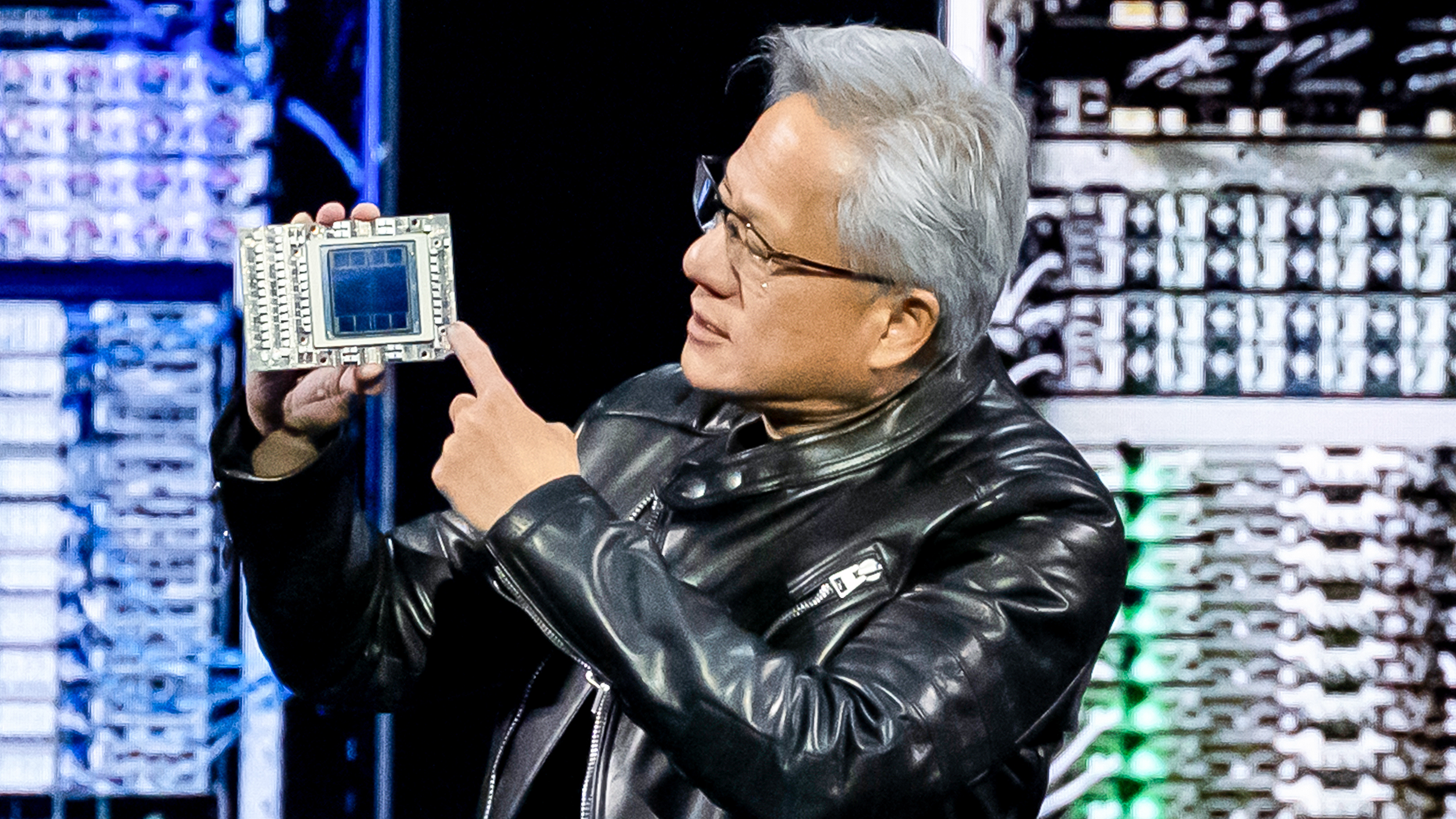 Jensen Huang, CEO of Nvidia, at the Nvidia GTC. Photo by Getty