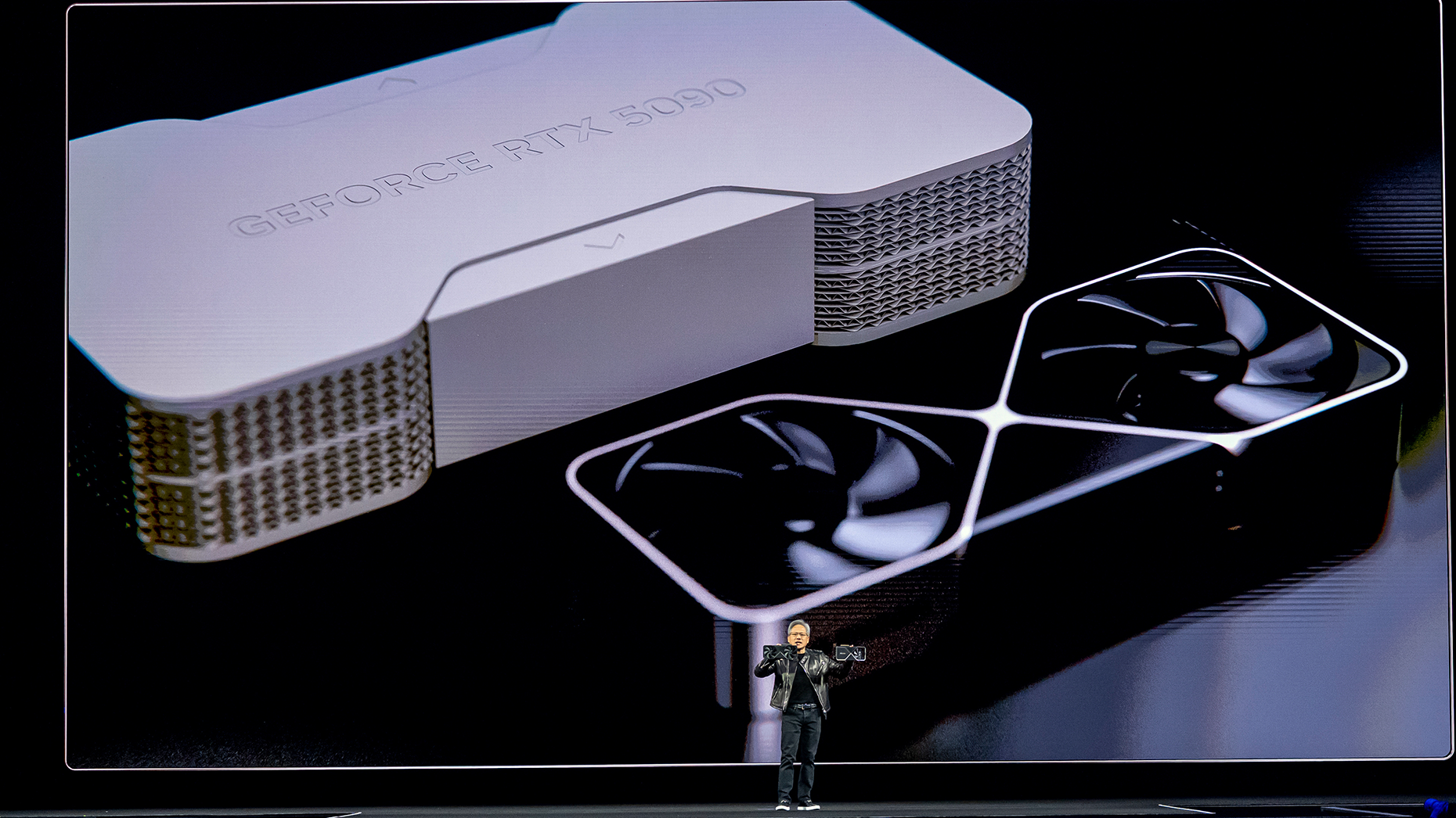 Jensen Huang, co-founder and CEO of Nvidia, speaks during the Nvidia GPU Technology Conference. Photo by Getty
