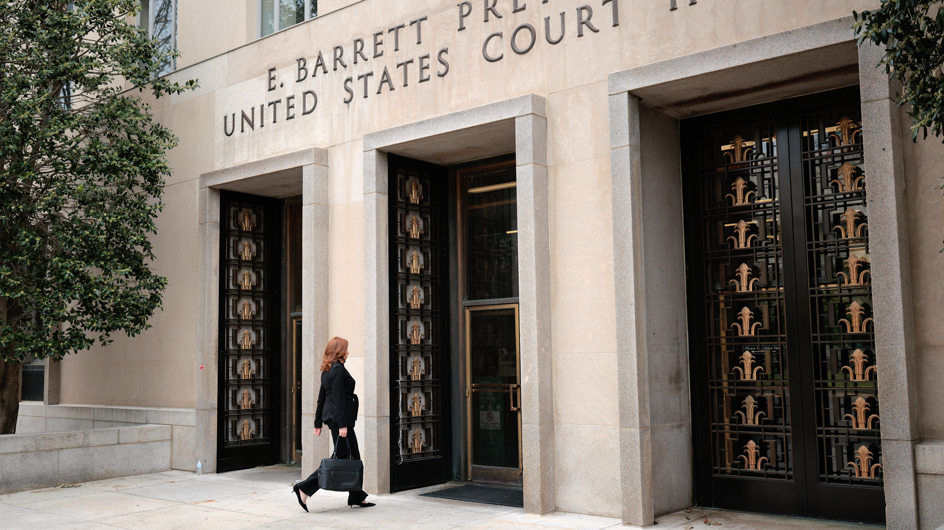 Meta's Chief Legal Officer, Jennifer Newstead, arrives at the E. Barrett Prettyman U.S. Court House this morning. Photo via Getty.